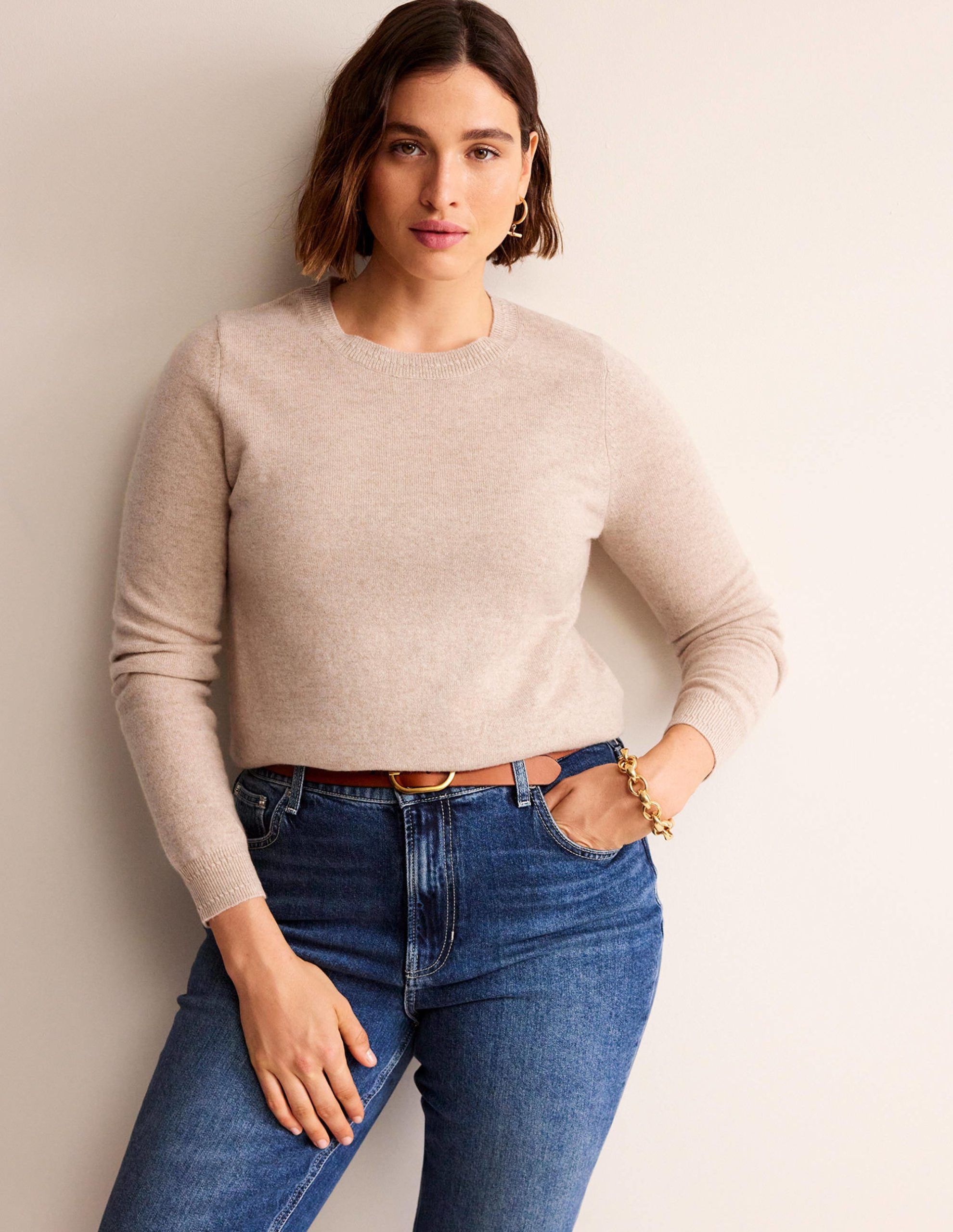 Eva Cashmere V-Neck Sweater-Chinchilla Melange - Image 5