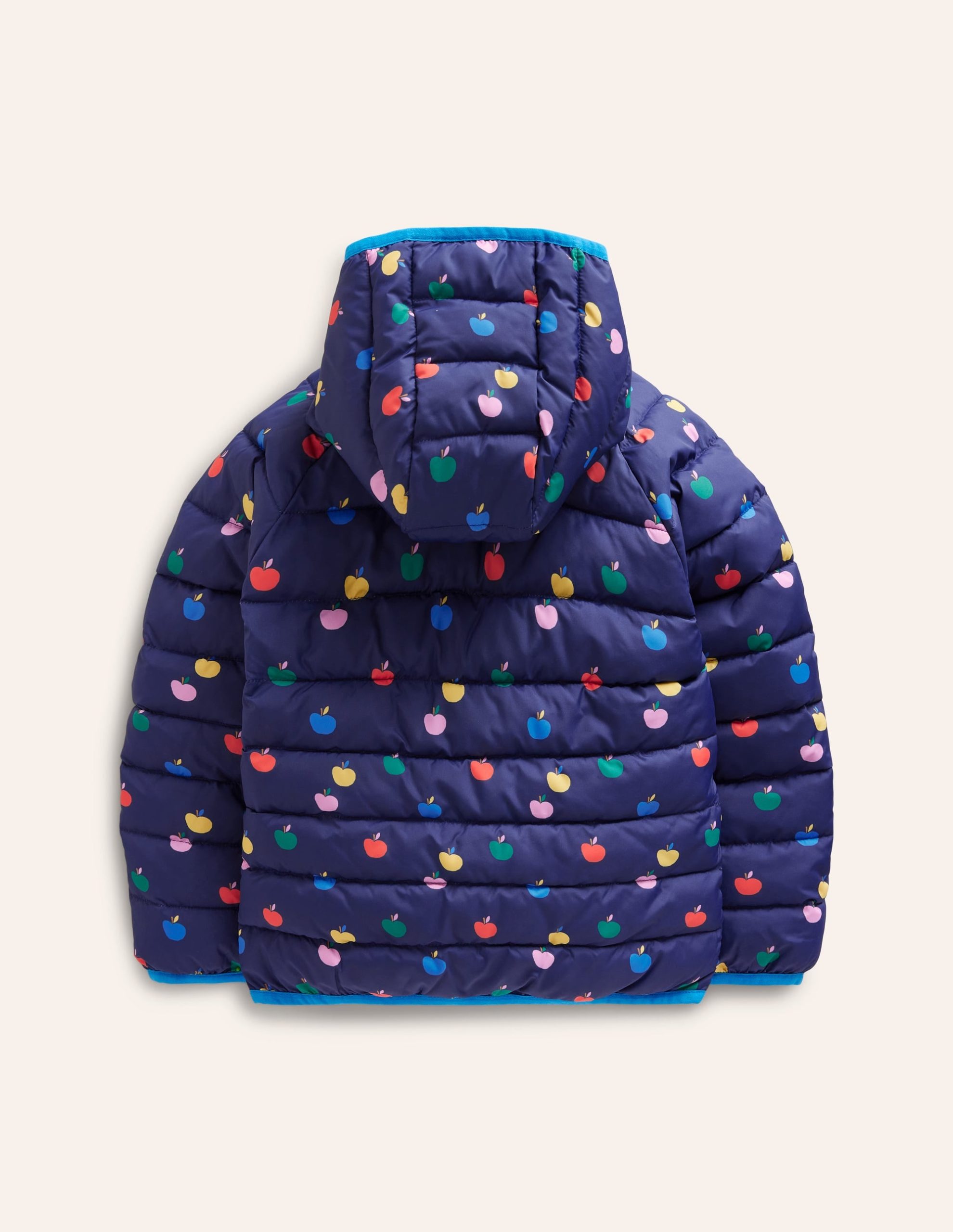 Pack-Away Padded Jacket-College Navy Rainbow Apples - Image 5