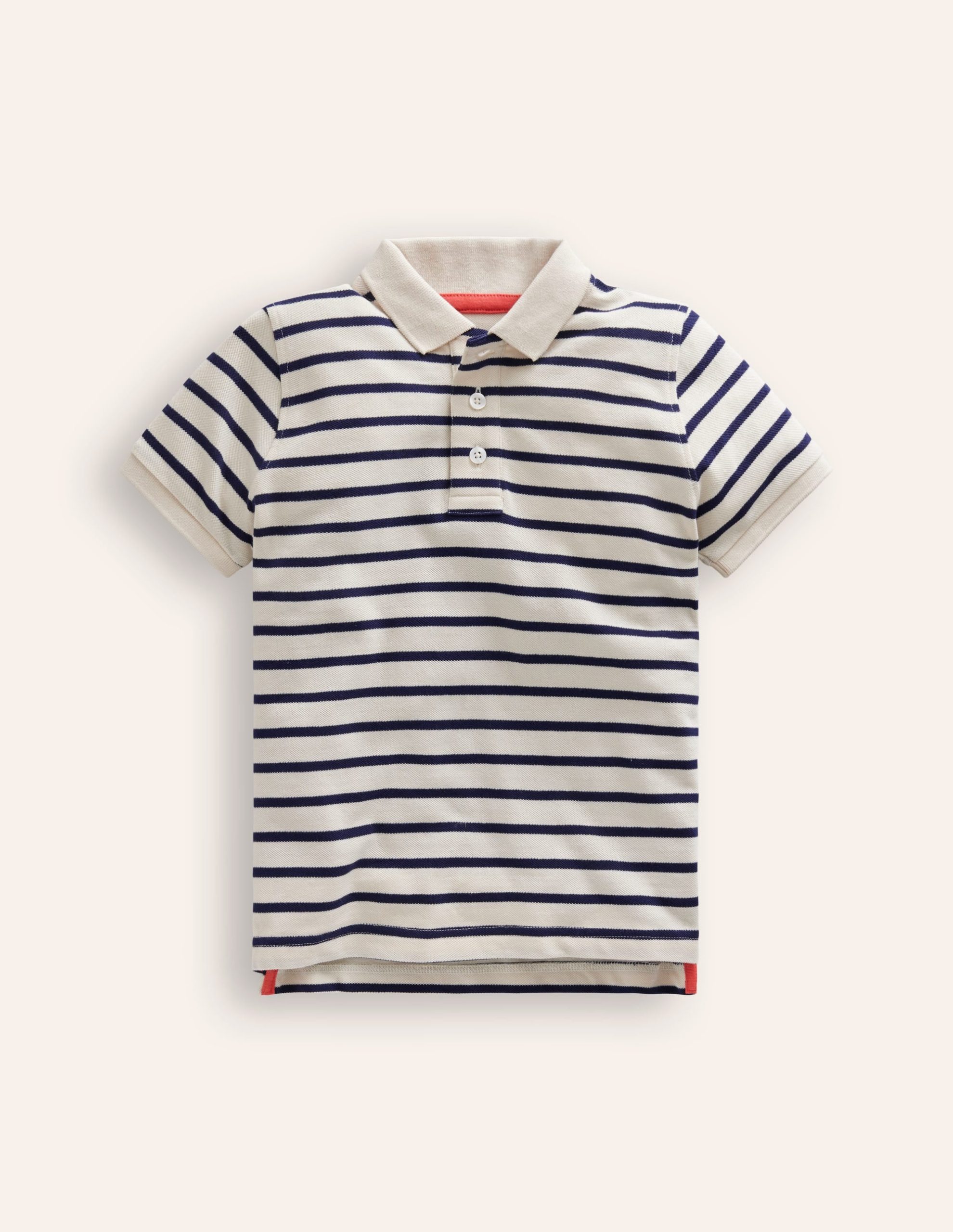 Piqu?? Polo Shirt-Ivory/College Navy