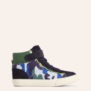 Leather High Tops-Kingfisher Blue Camo