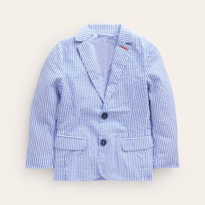 Seersucker Blazer-Vintage Blue / Ivory Stripe