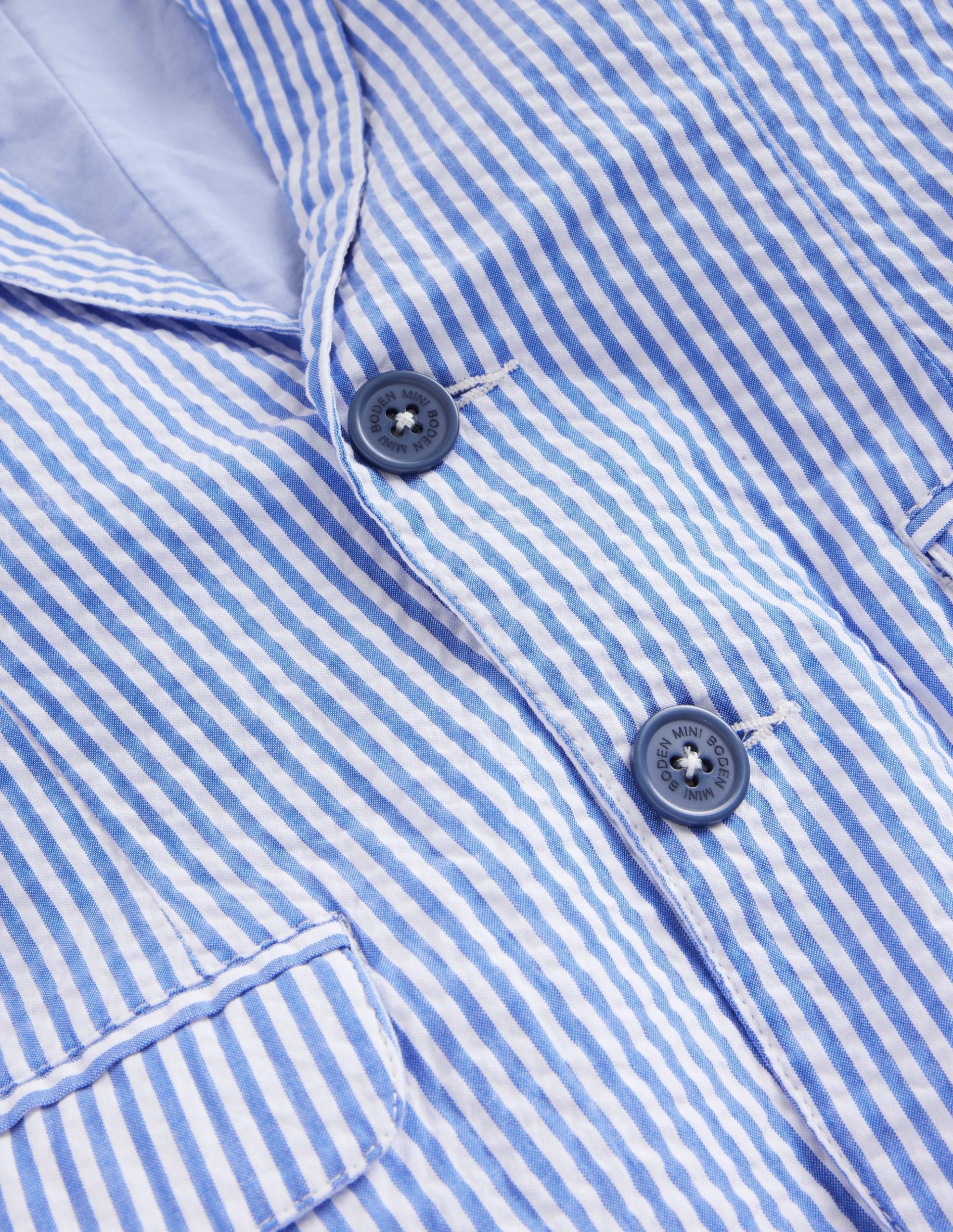 Seersucker Blazer-Vintage Blue / Ivory Stripe - Image 3