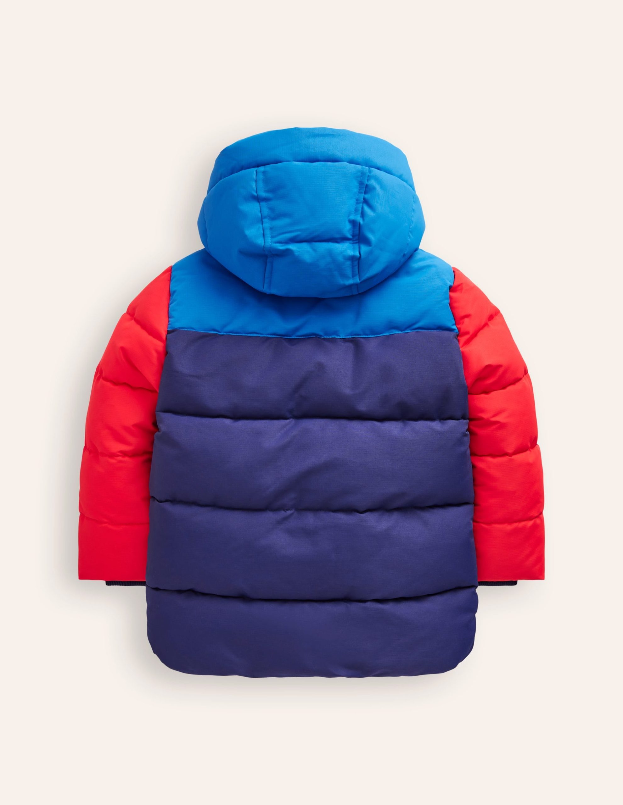 Fleece Lined Puffer Coat-College Navy Colourblock - Image 2