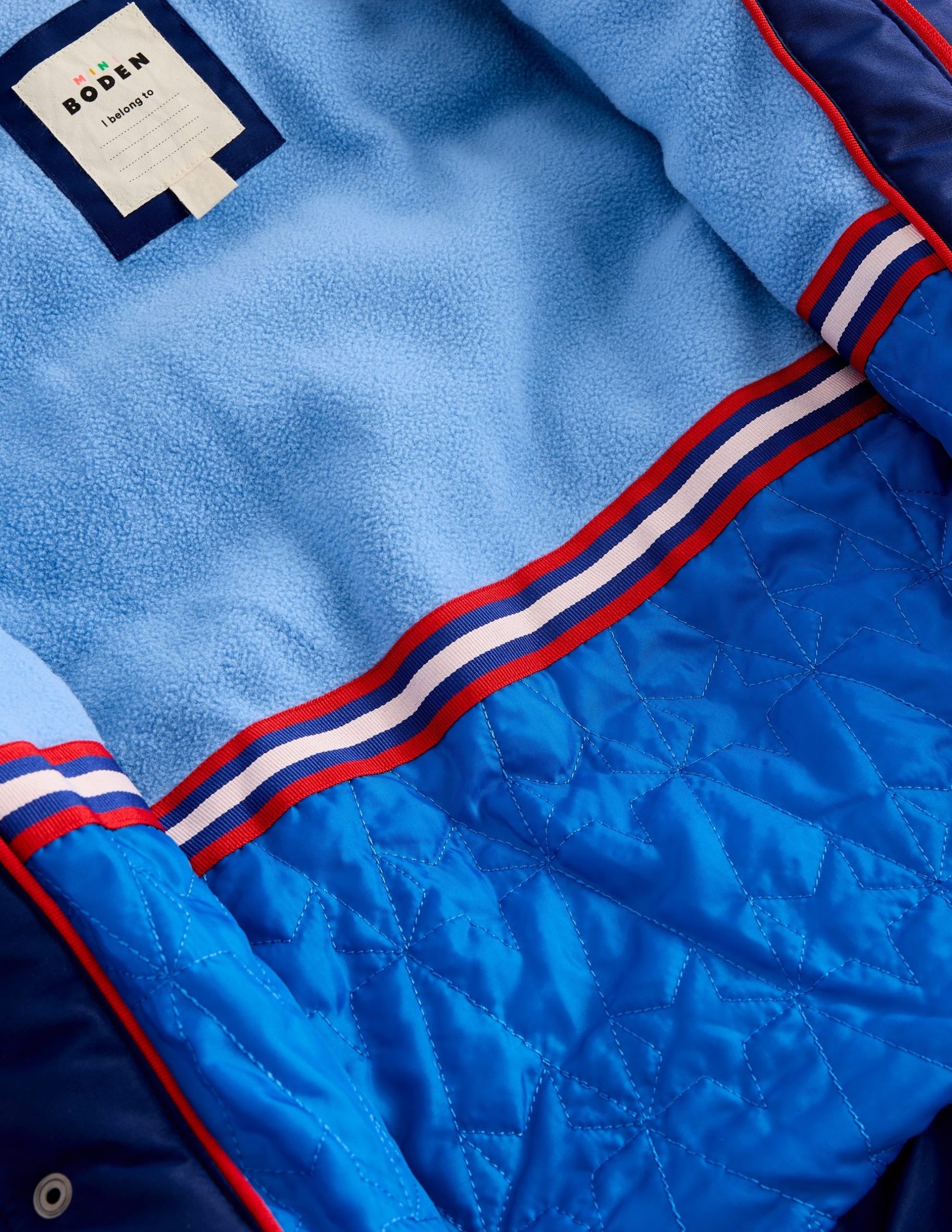 Fleece Lined Puffer Coat-College Navy Colourblock - Image 5