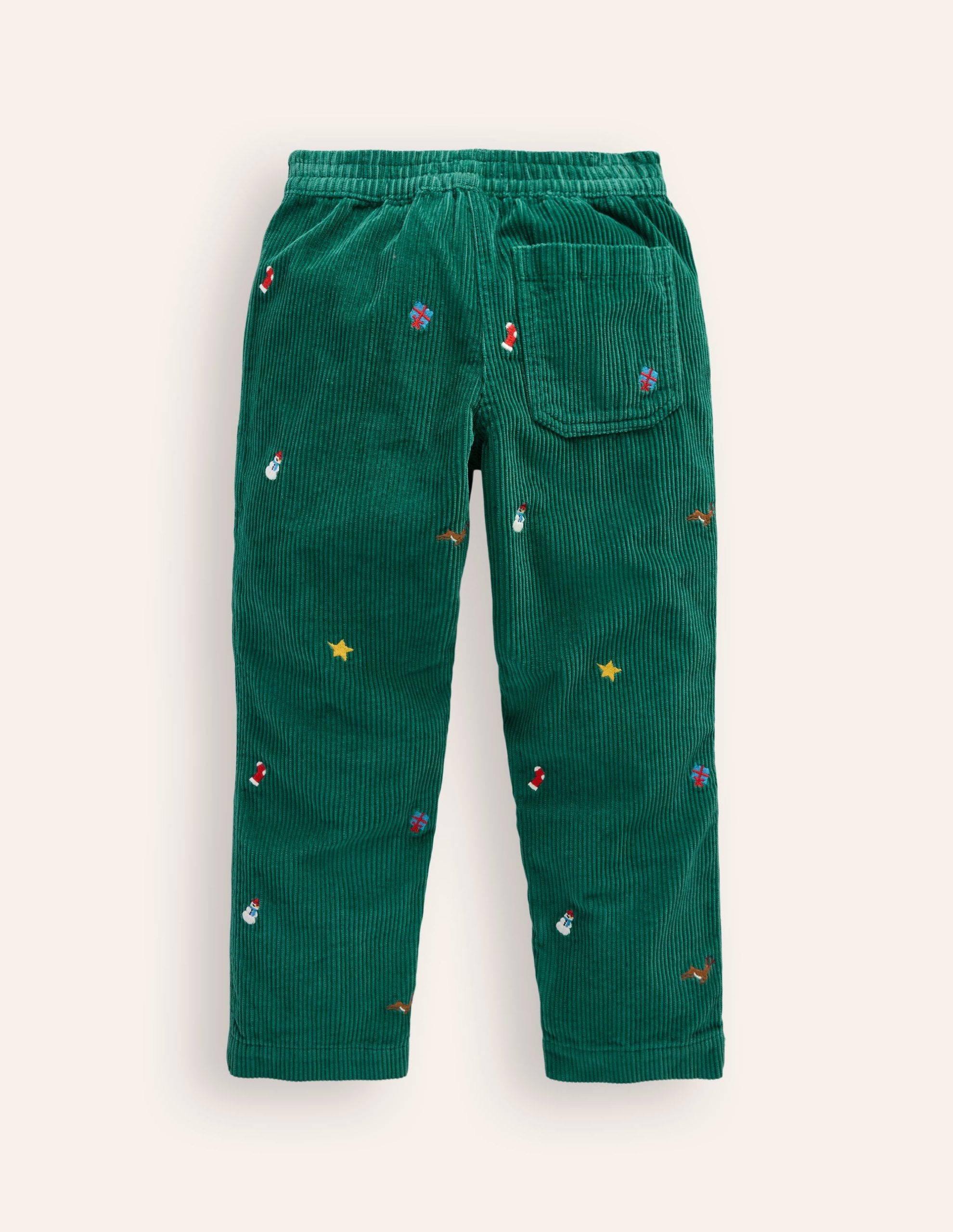 Pull-On Cord Pants-Festive Embroidery - Image 3