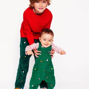 Pull-On Cord Pants-Festive Embroidery