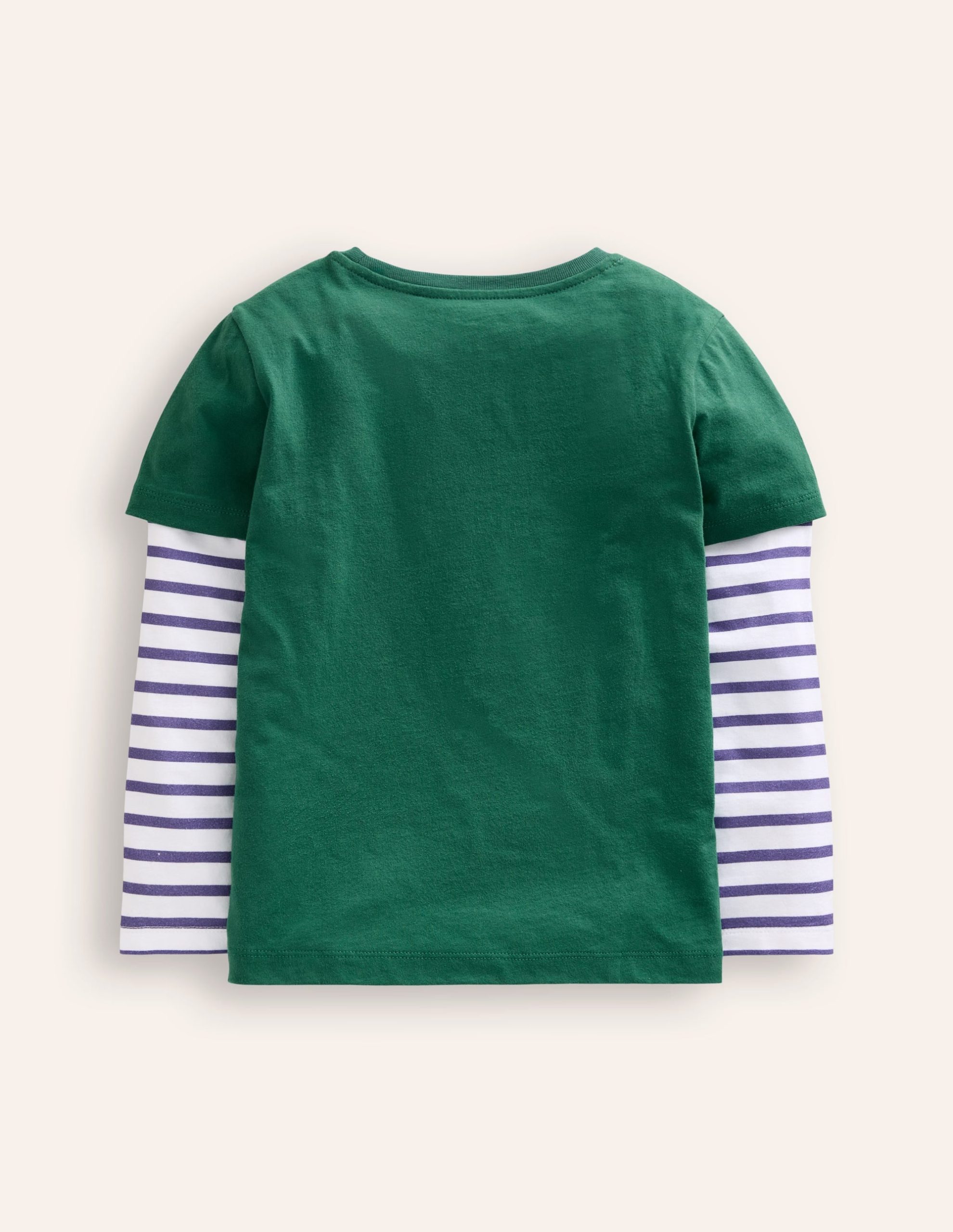 Applique Mock Sleeve T-Shirt-Jewel Green Festive Animals - Image 2