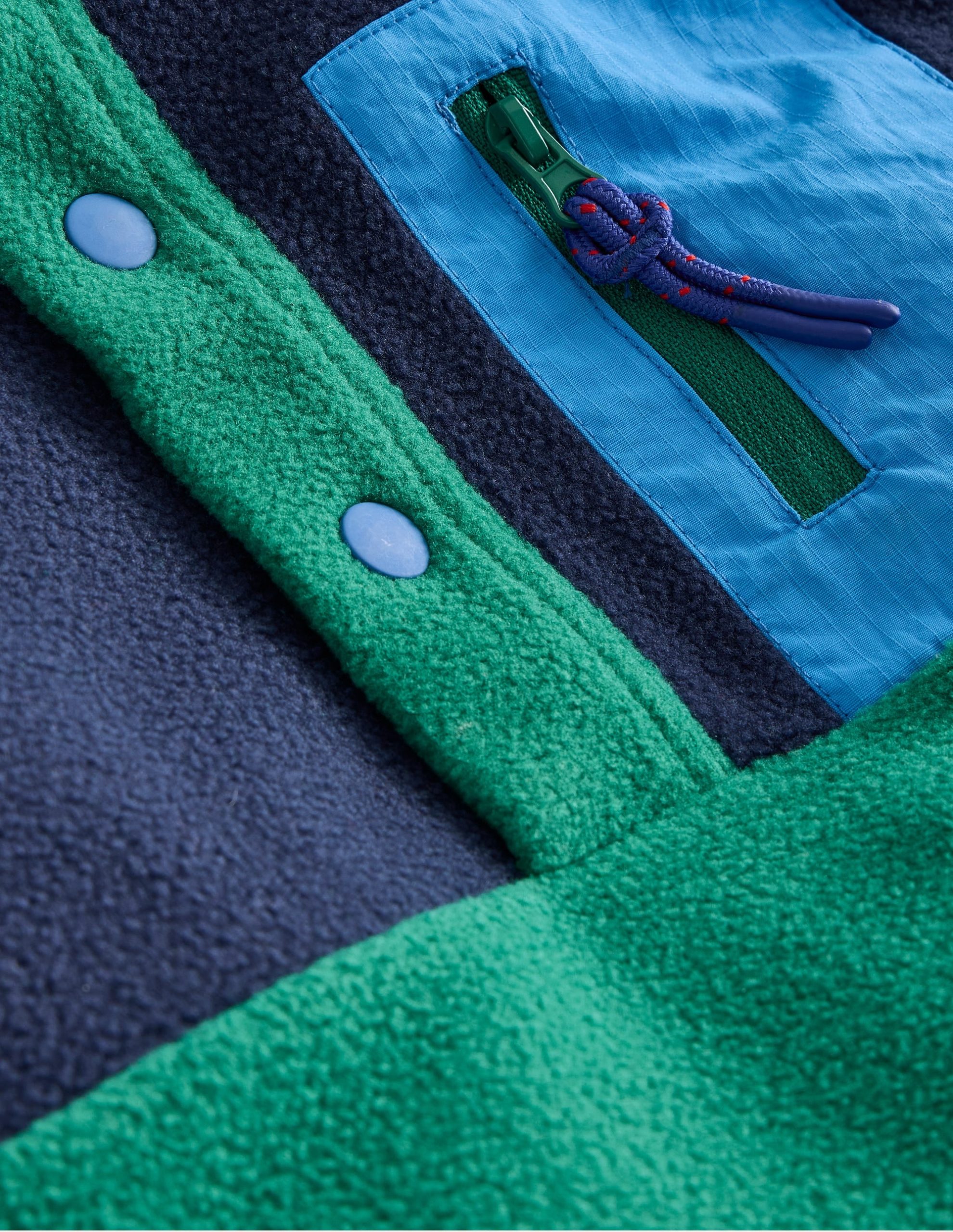 Cosy Fleece Pop Over-Jewel Green Colourblock - Image 4