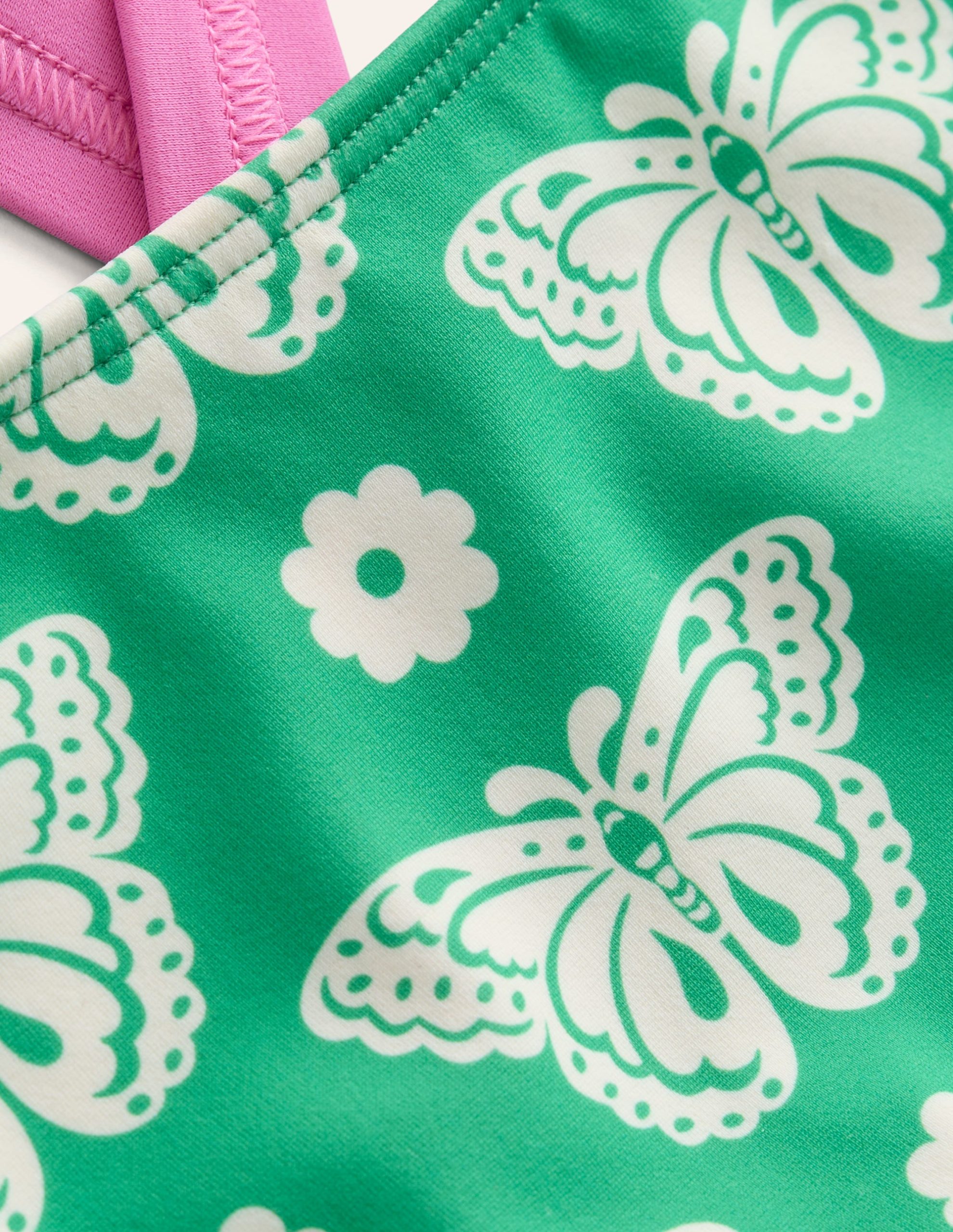 Cross Back Bikini Top-Pea Green Butterfly Stamp - Image 3