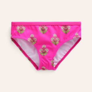 Patterned Bikini Bottoms-Pink Small Woodblock