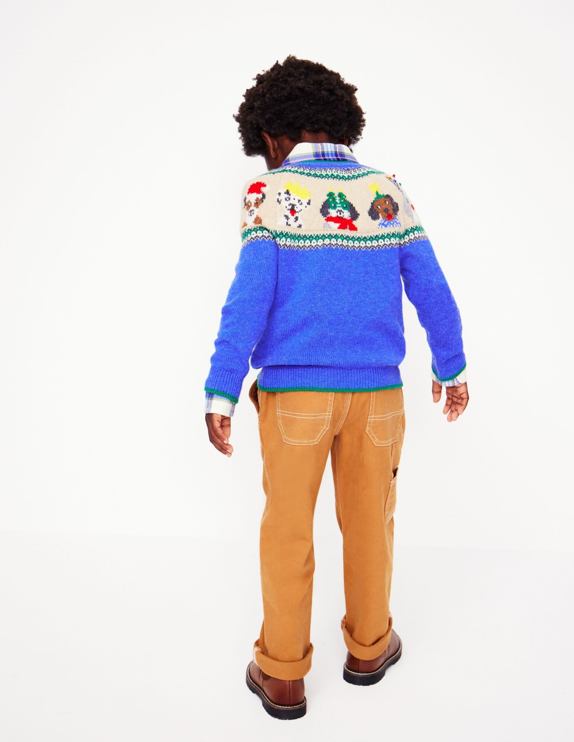 Fair Isle Sweater-Greek Blue Festive Dogs - Image 3