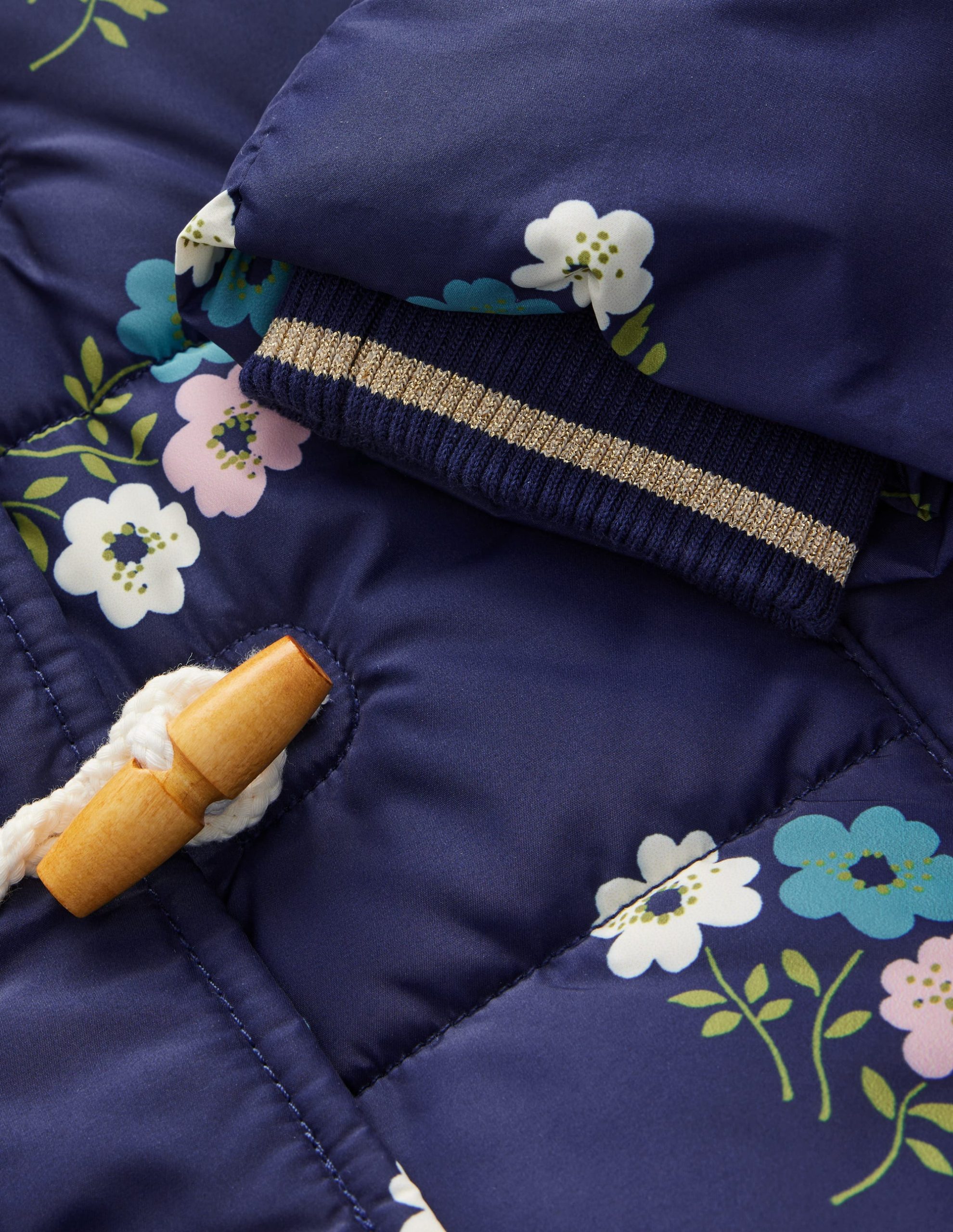 Longline Padded Coat-College Navy Posy - Image 6