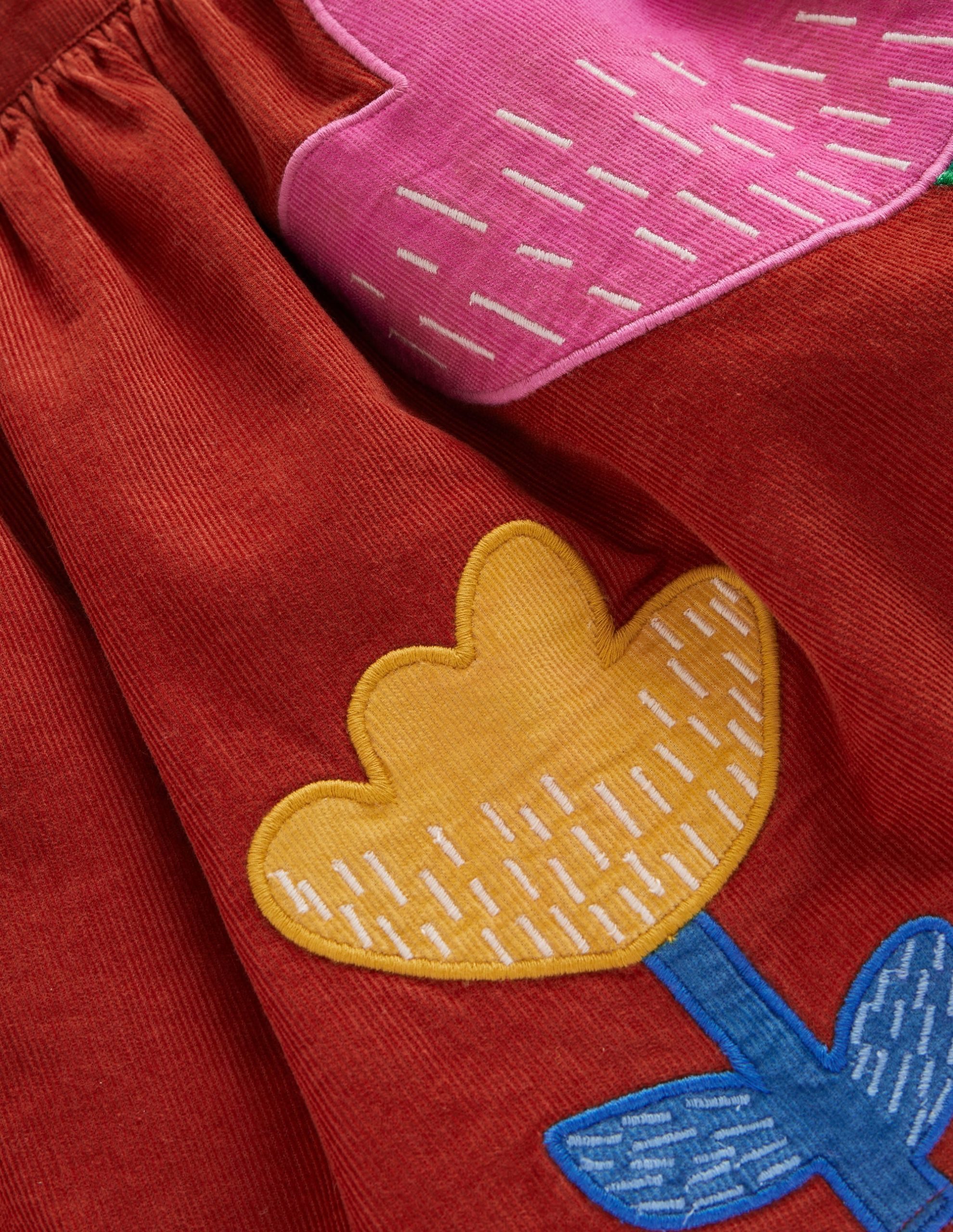 Appliqu?? Skirt-Roasted Chestnut Tulip Cord - Image 4