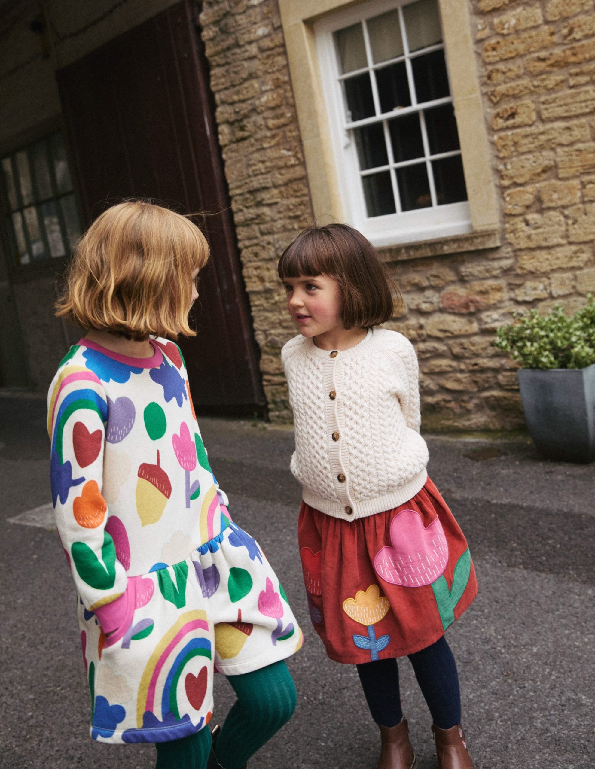 Appliqu?? Skirt-Roasted Chestnut Tulip Cord