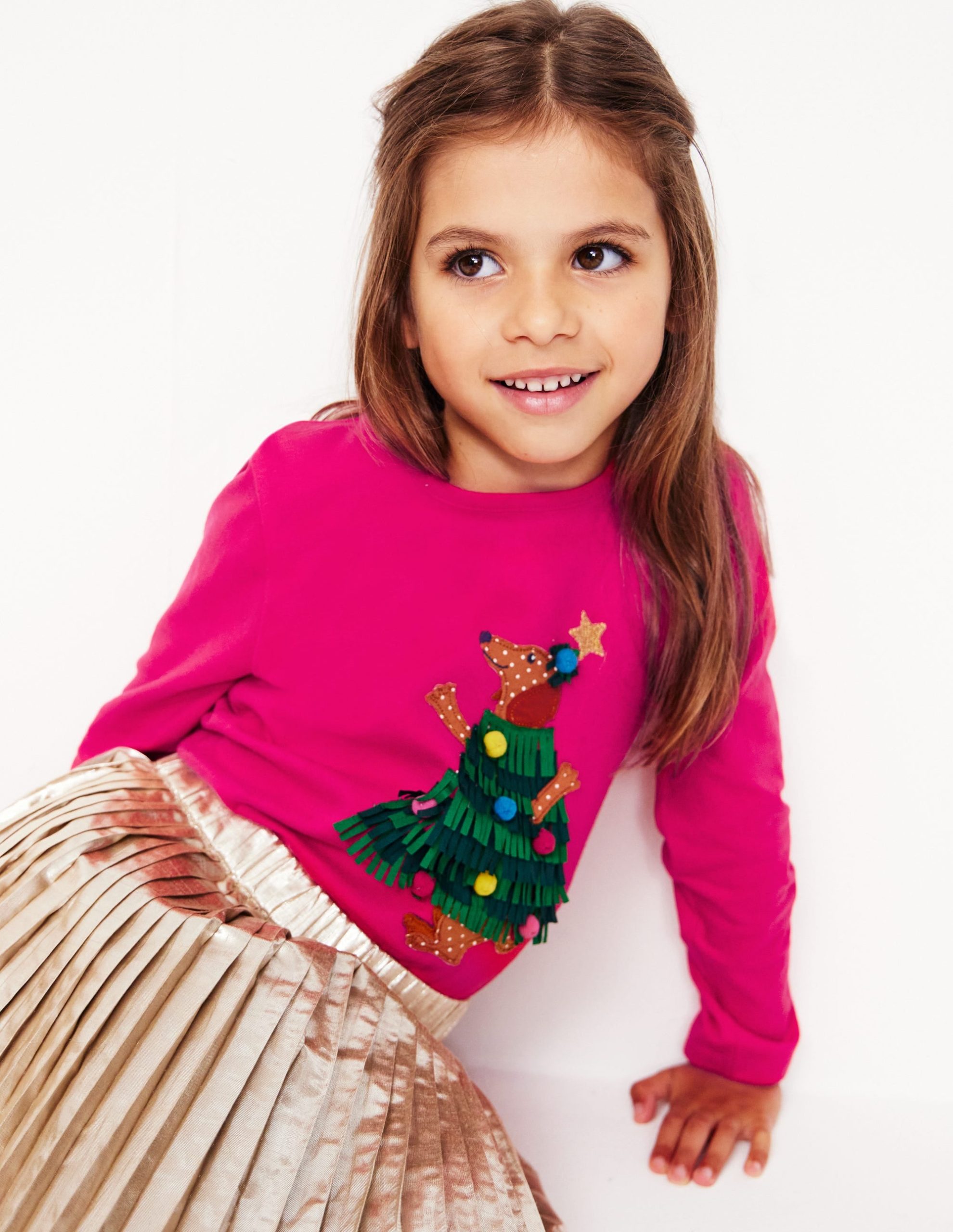 Appliqu?? Long Sleeve Top-Tickled Pink Dog