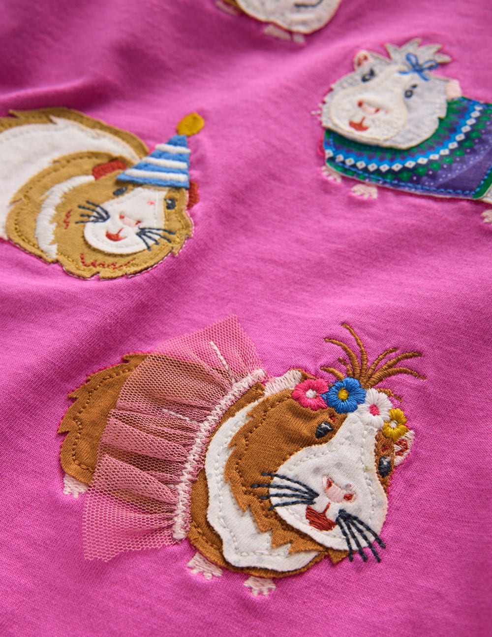 Appliqu?? Long Sleeve Top-Tickled Pink Guinea Pigs - Image 3