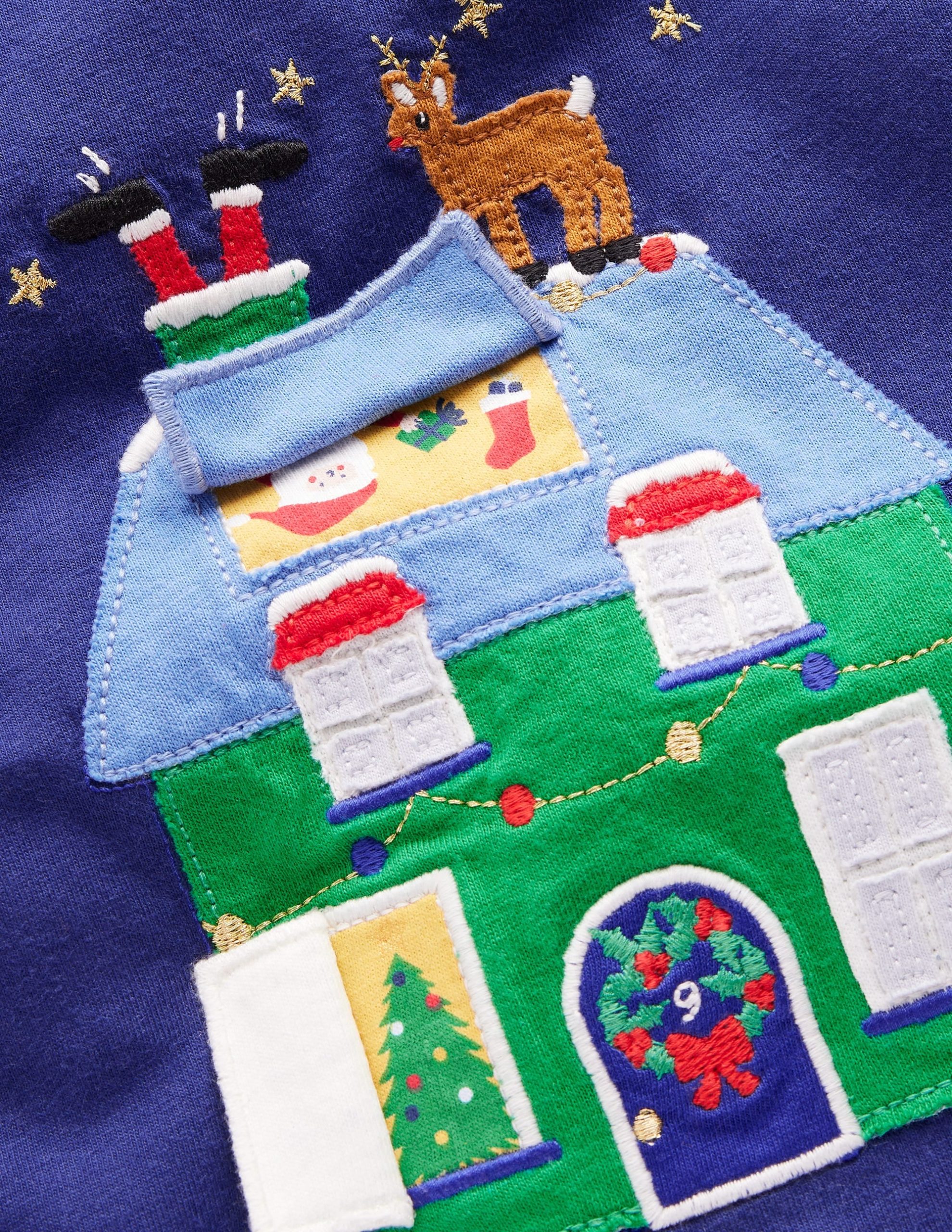 Long Sleeve Applique T-shirt-Starboard Blue House - Image 3