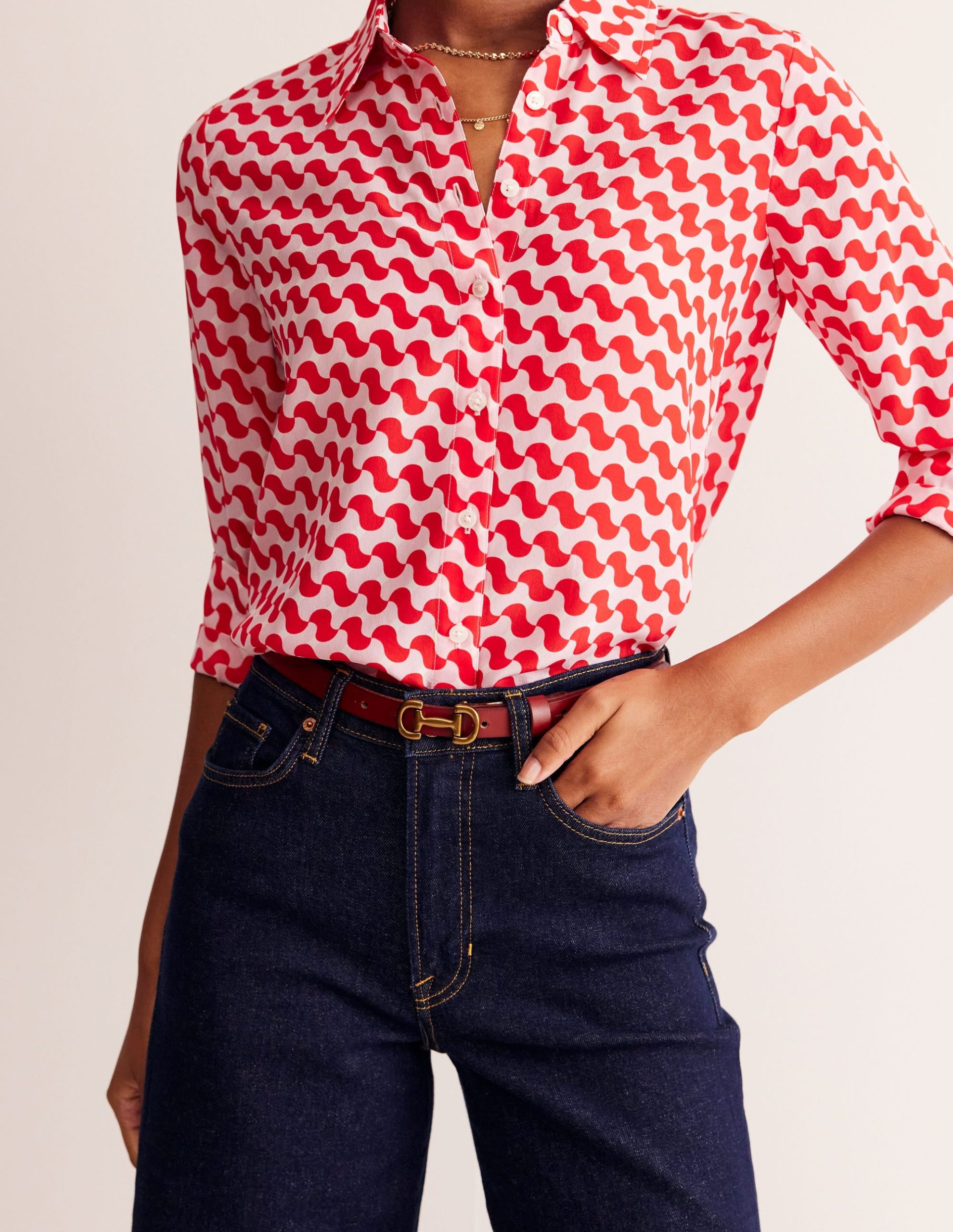 Iris Skinny Snaffle Trim Belt-Red - Image 2