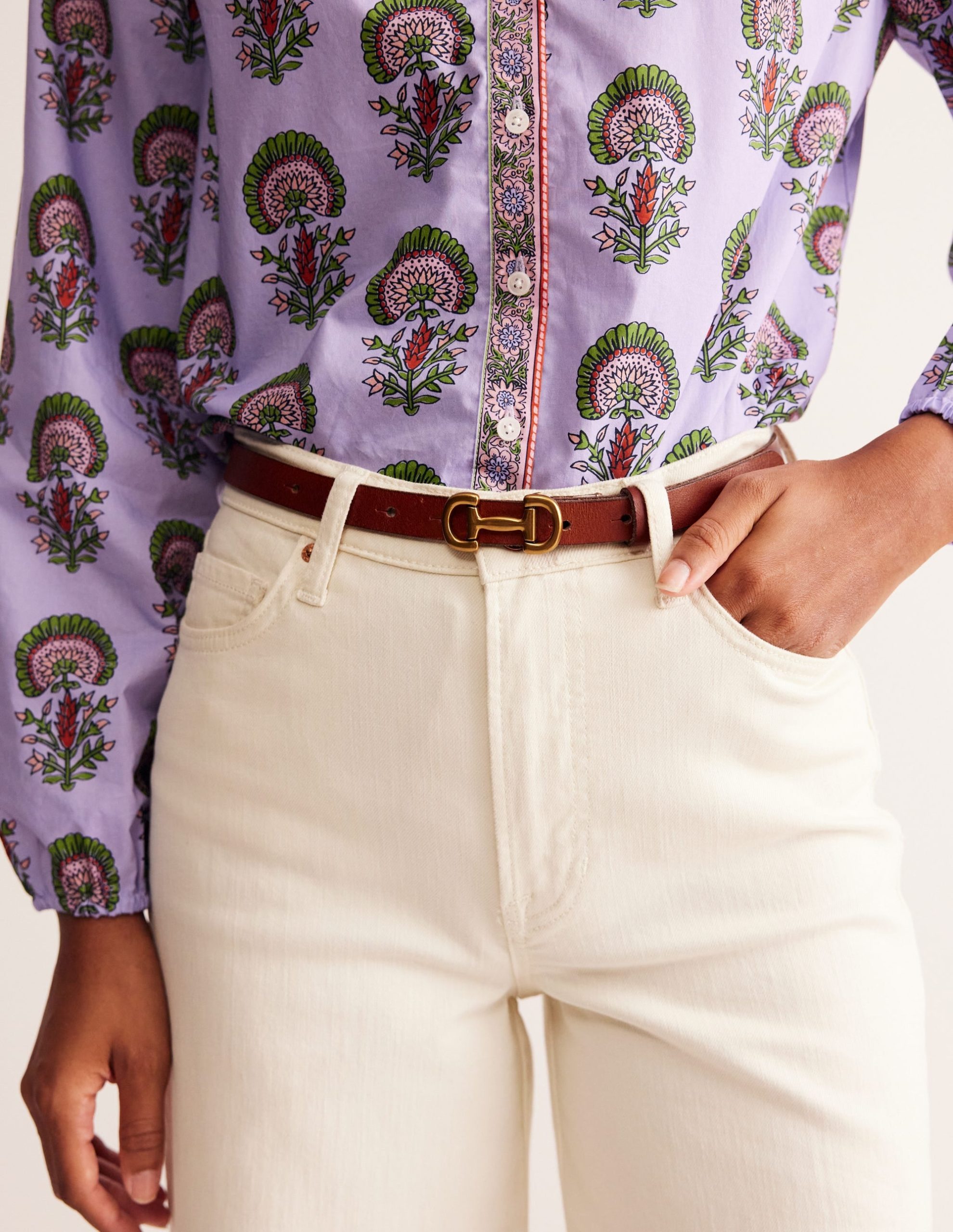 Iris Skinny Snaffle Trim Belt-Tan - Image 2