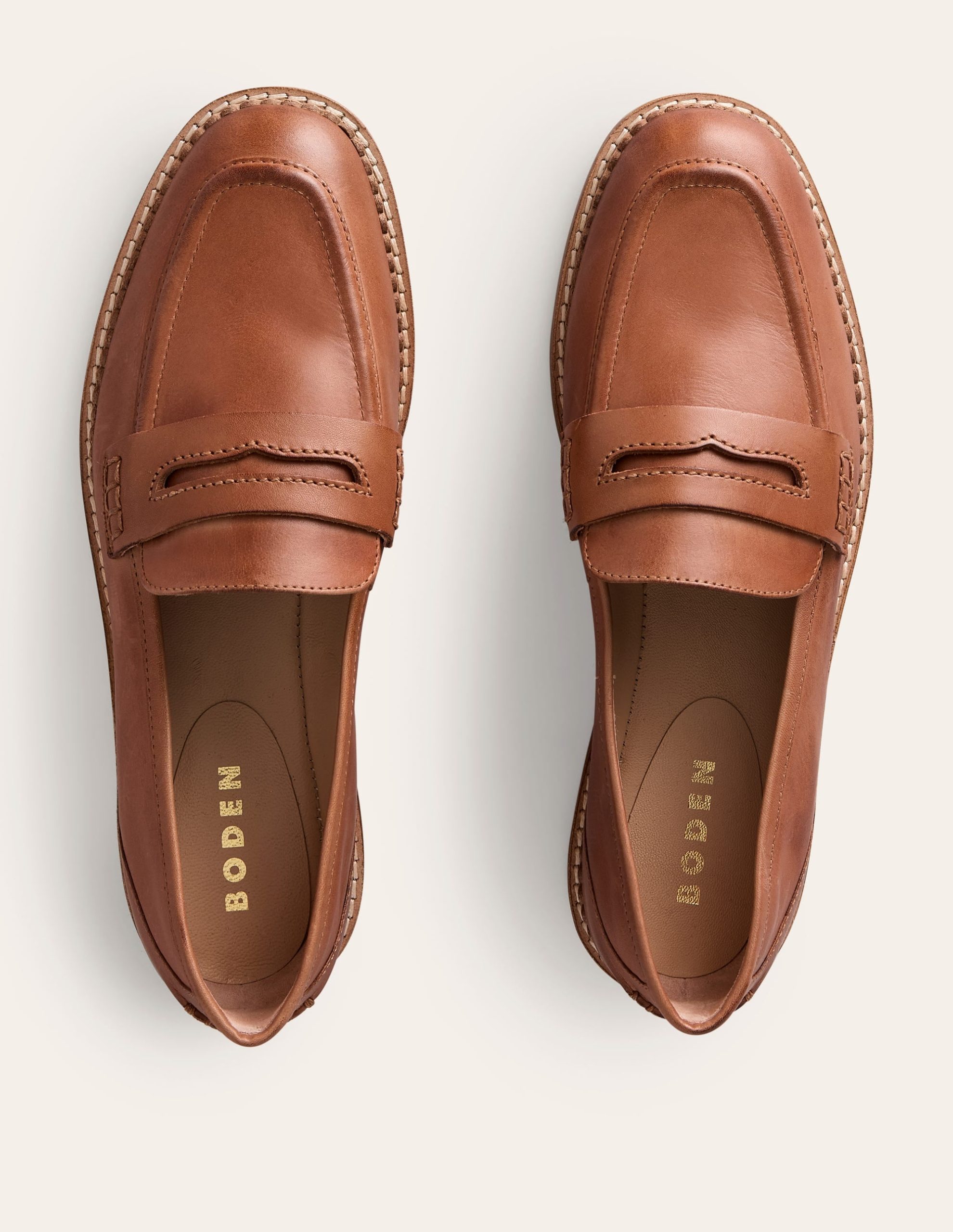 Nya Penny Loafers-Tan Burnished Leather - Image 5