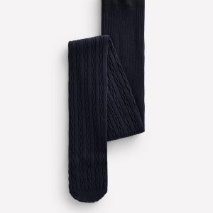 Cable Knit Tights-Navy
