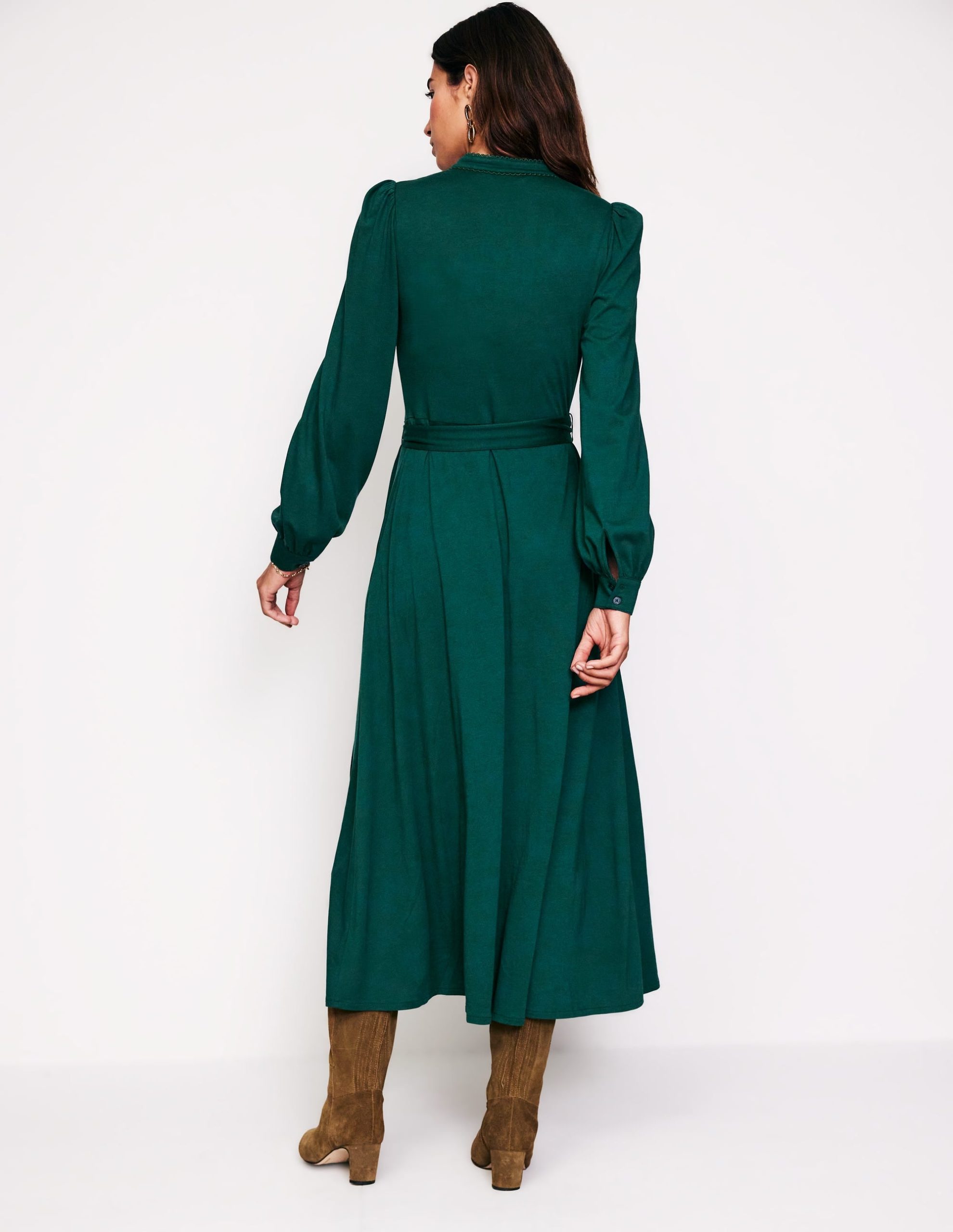 Rowena Trim Jersey Shirt Dress-Glade - Image 4