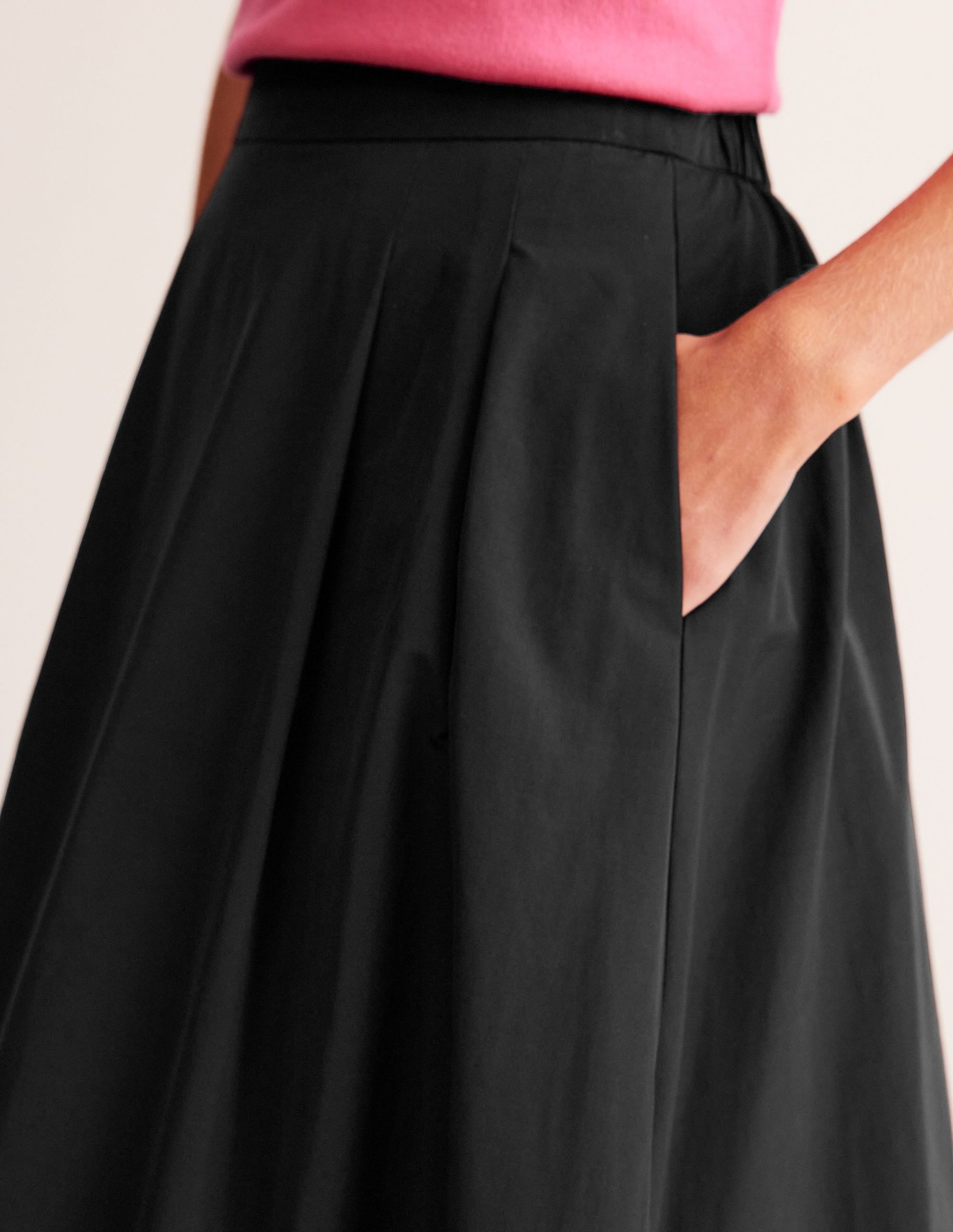 Isabella Taffeta Midi Skirt-Black - Image 2