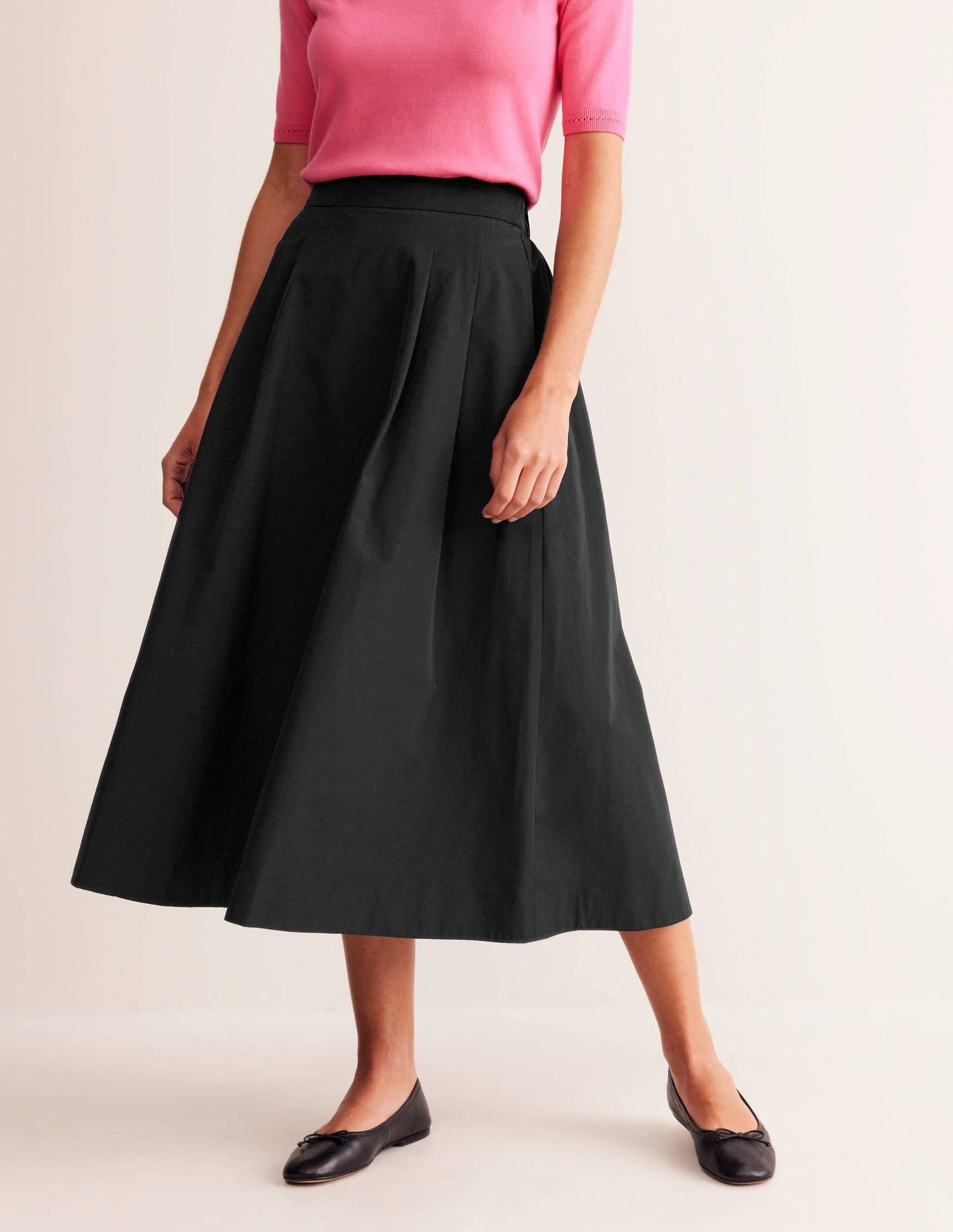 Isabella Taffeta Midi Skirt-Black - Image 4