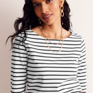 Ella Long Sleeve Breton-Ivory. Black
