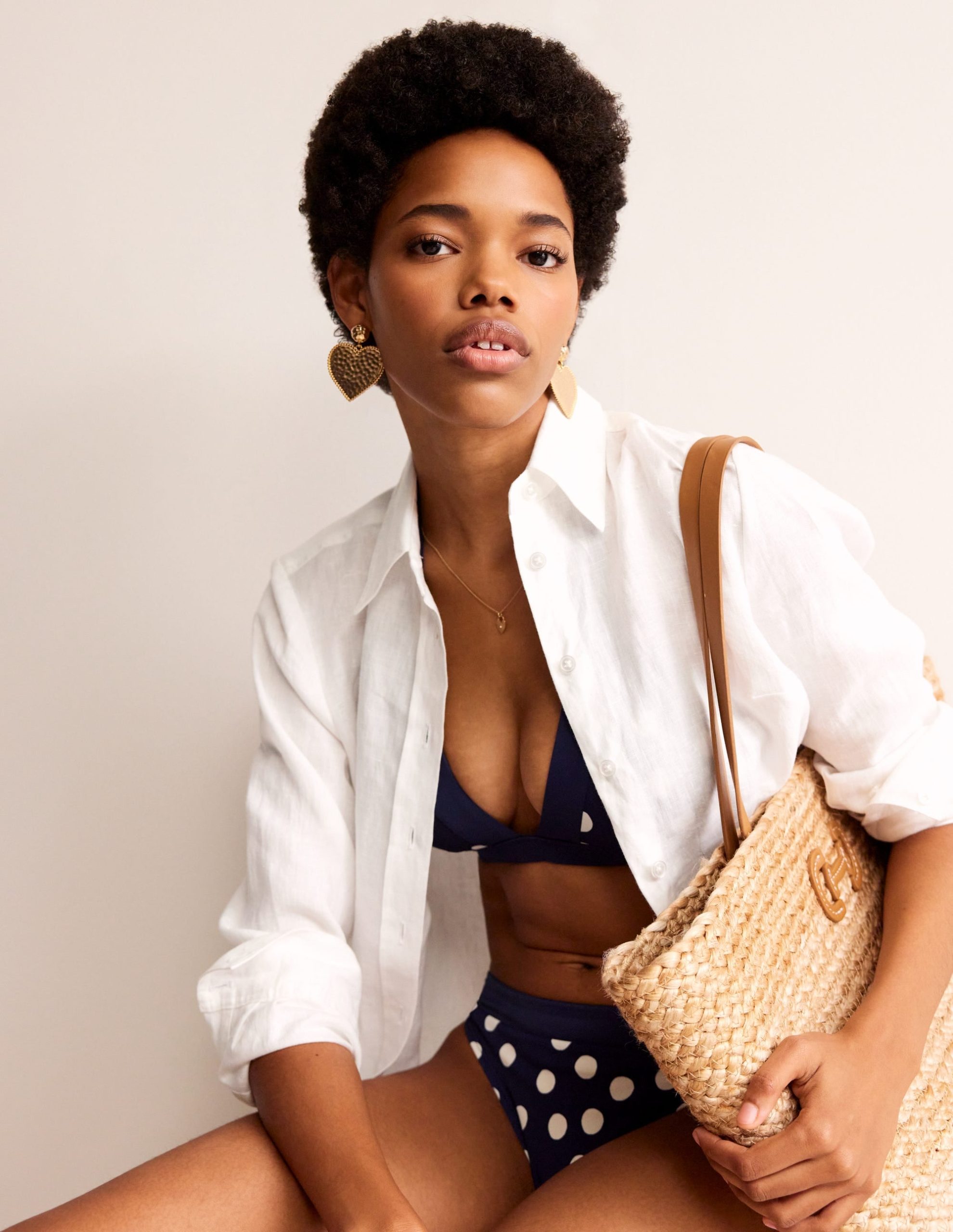 Ithaca Halter Bikini Top-Navy Spot - Image 4