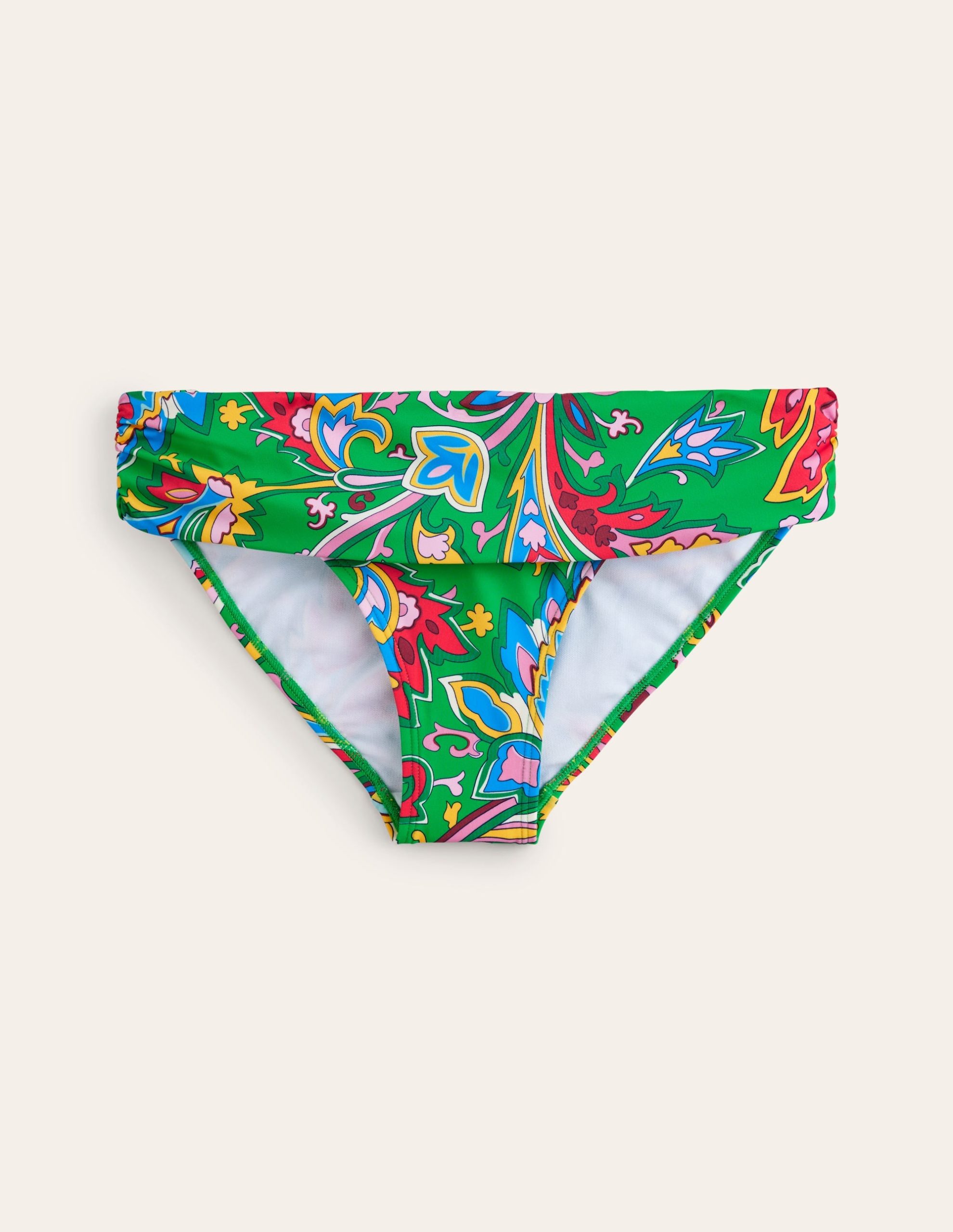 Classic Fold Bikini Bottoms-Kelly Green. Paisley Azure - Image 5