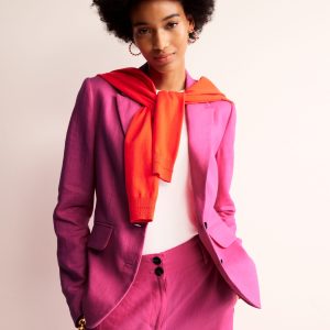 Marylebone Linen Blazer-Pop Pansy