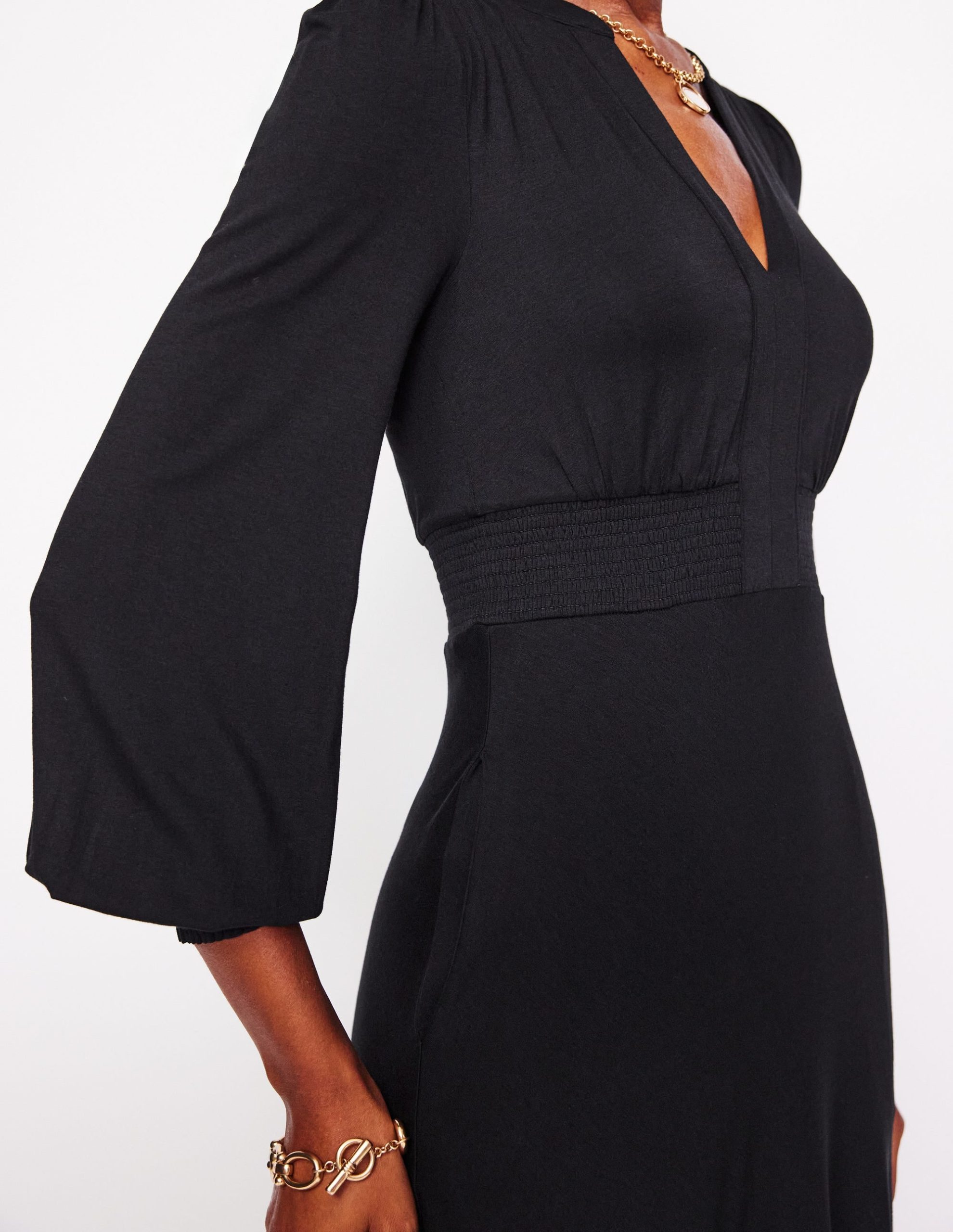 Ivy Smocked Midi Dress-Black - Image 2