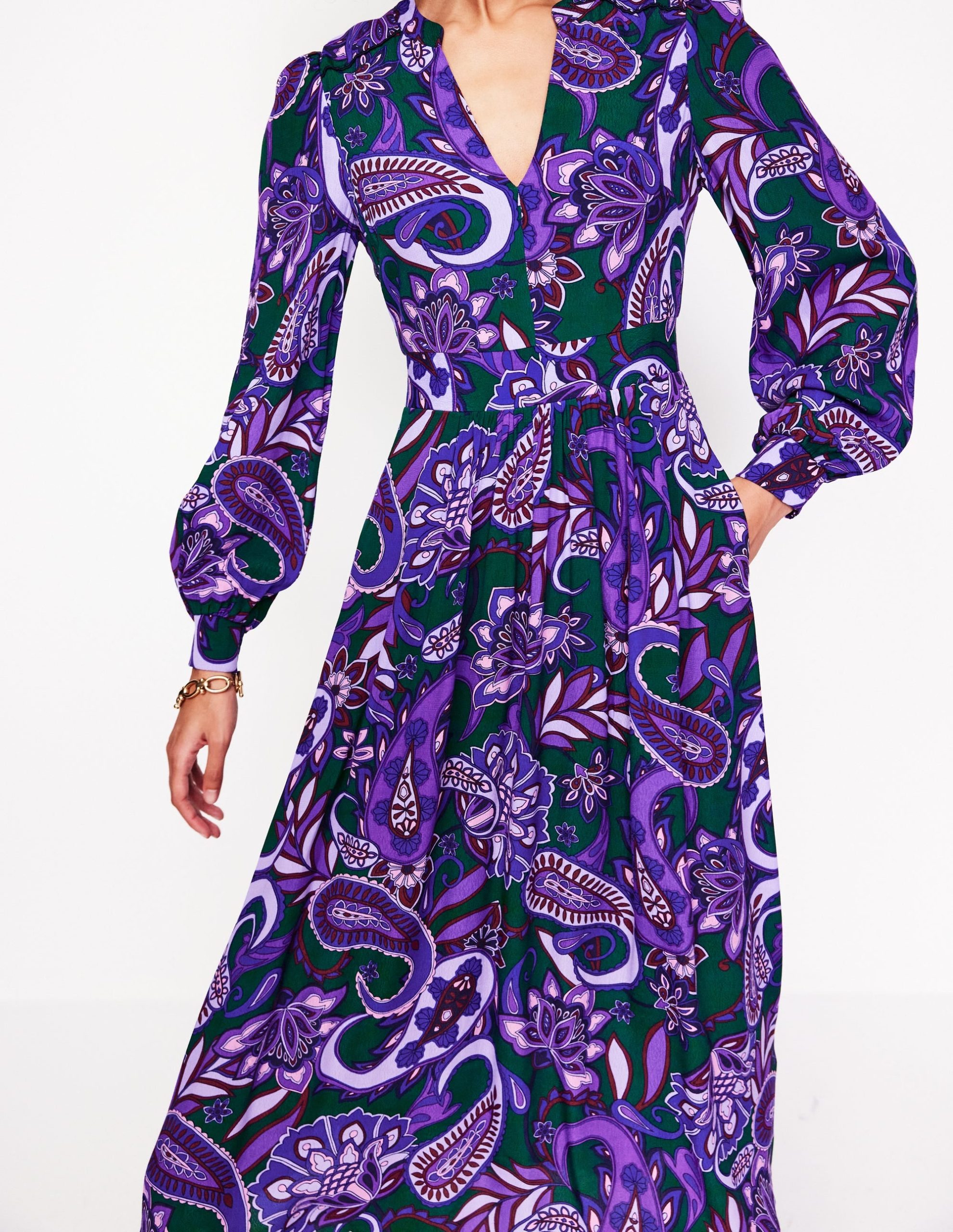 Zoe Trim Detail Midi Dress-Ameythyst. Paisley Fusion - Image 2