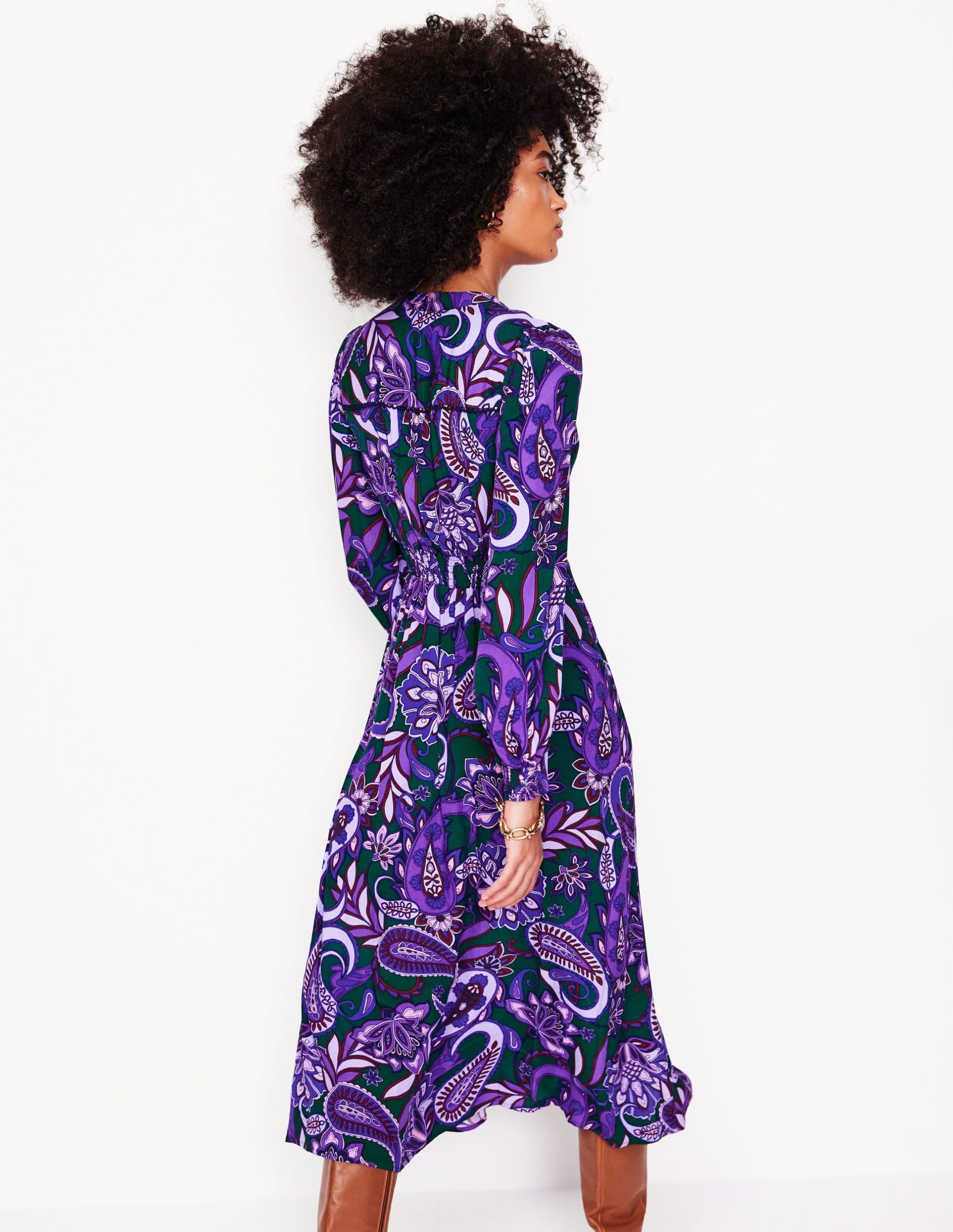 Zoe Trim Detail Midi Dress-Ameythyst. Paisley Fusion - Image 3