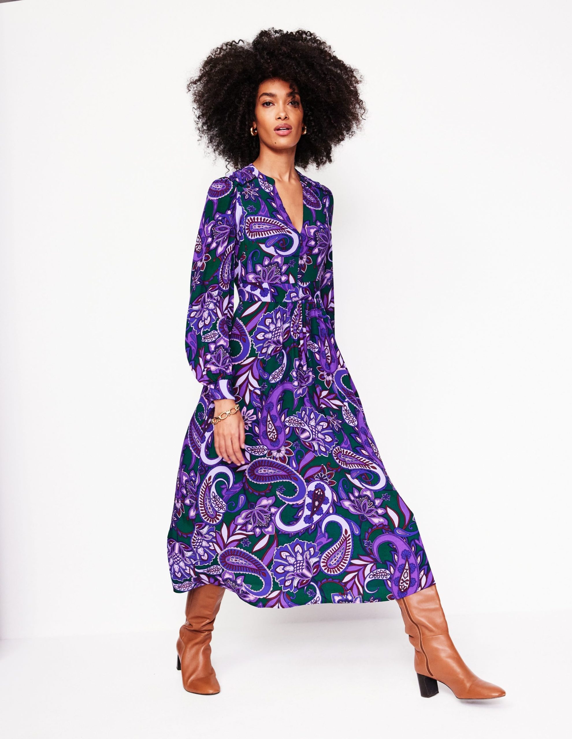 Zoe Trim Detail Midi Dress-Ameythyst. Paisley Fusion - Image 4