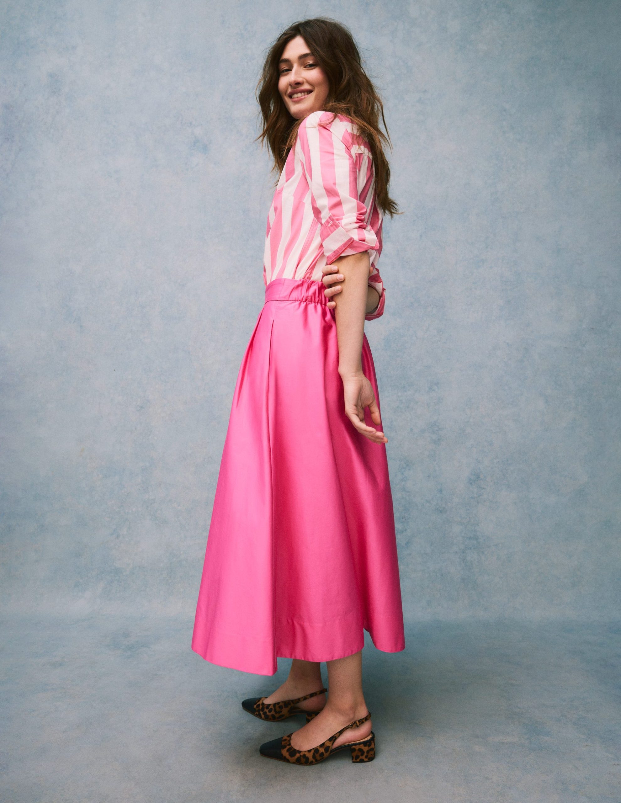 Isabella Cotton Sateen Skirt-Sorbet Pink - Image 2