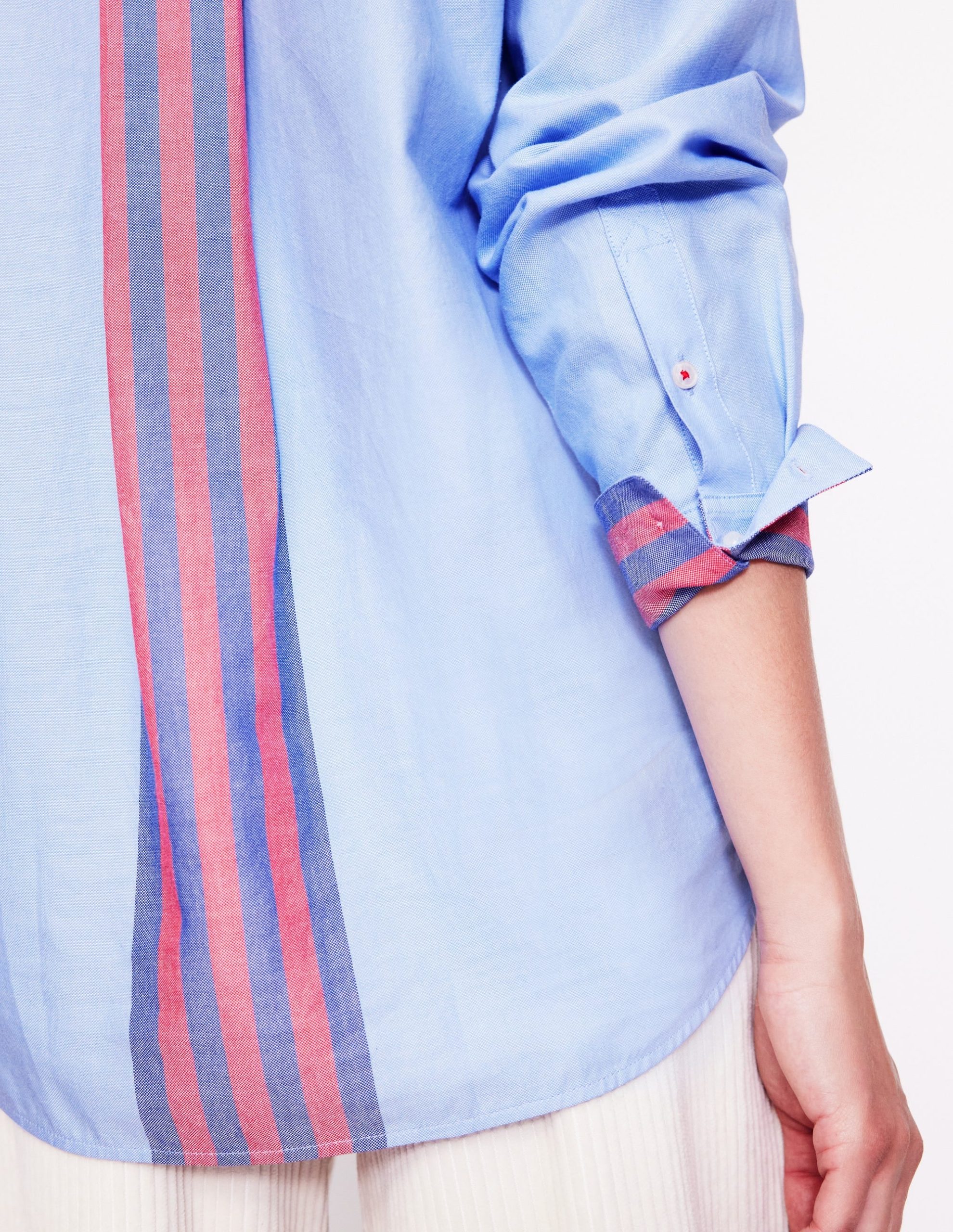 Connie Relaxed Cotton Shirt-Blue Oxford. Placement Stripe - Image 2