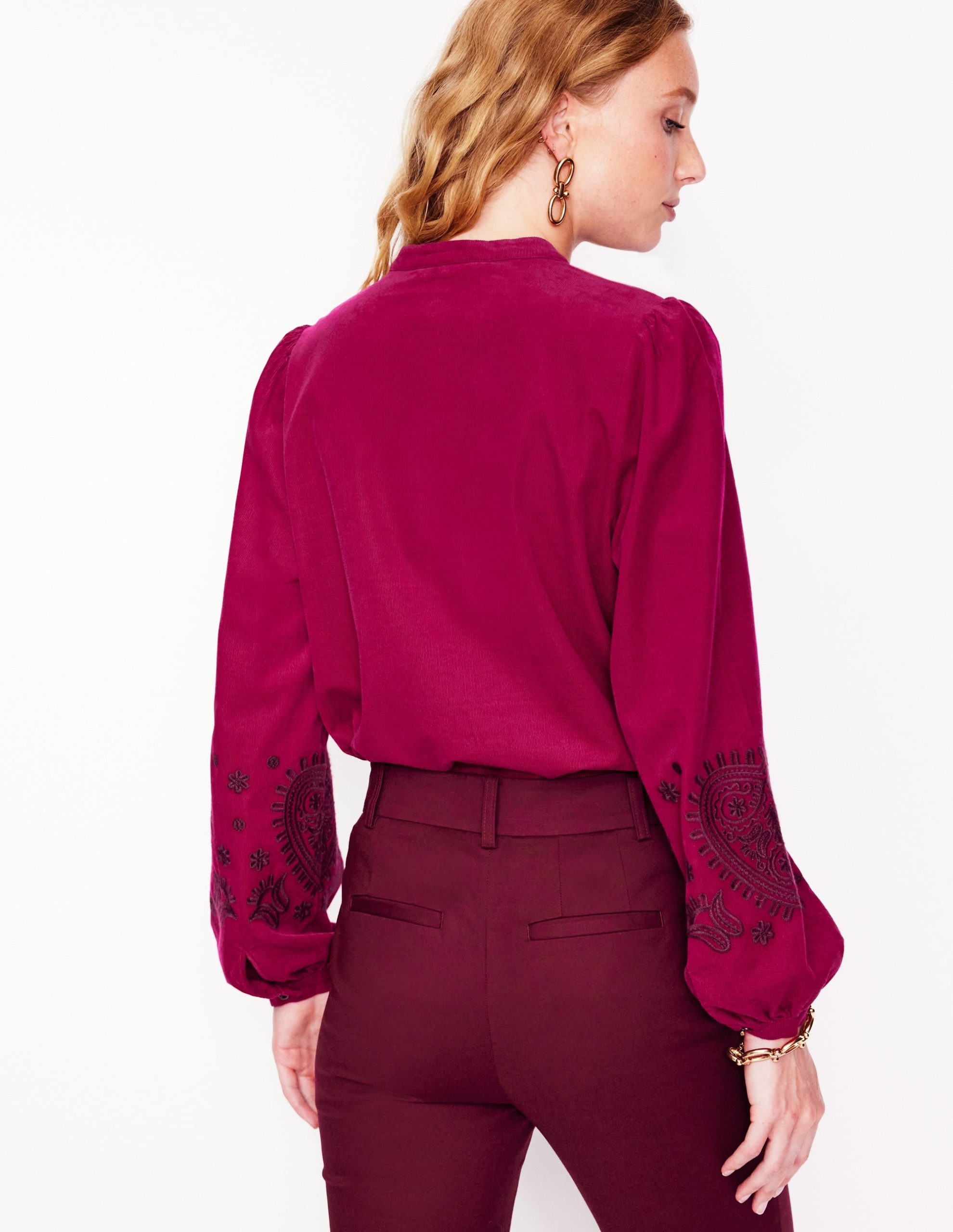 Theodora Cord Blouse-Cherry Jam - Image 3