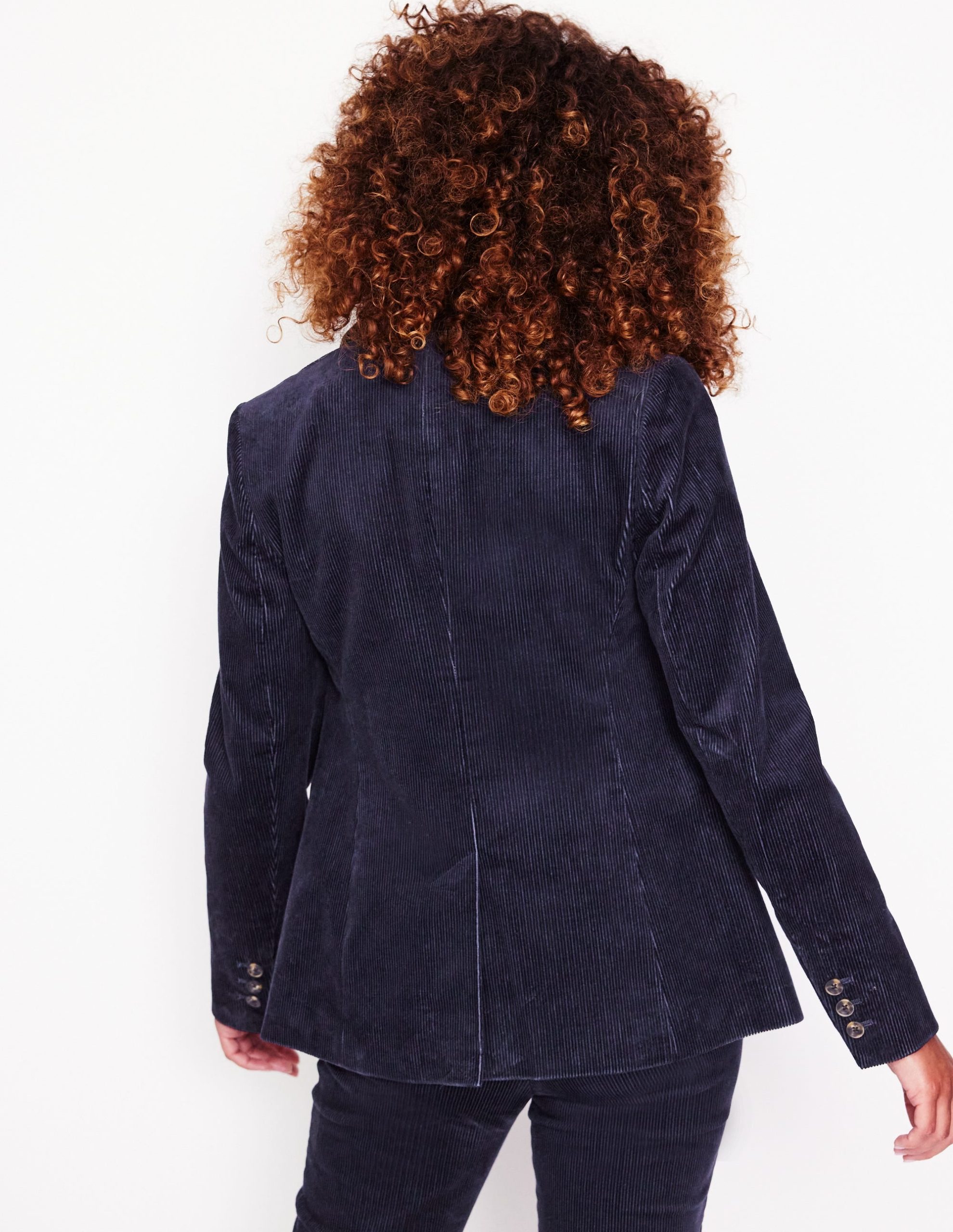 Marylebone Cord Blazer-Navy - Image 3