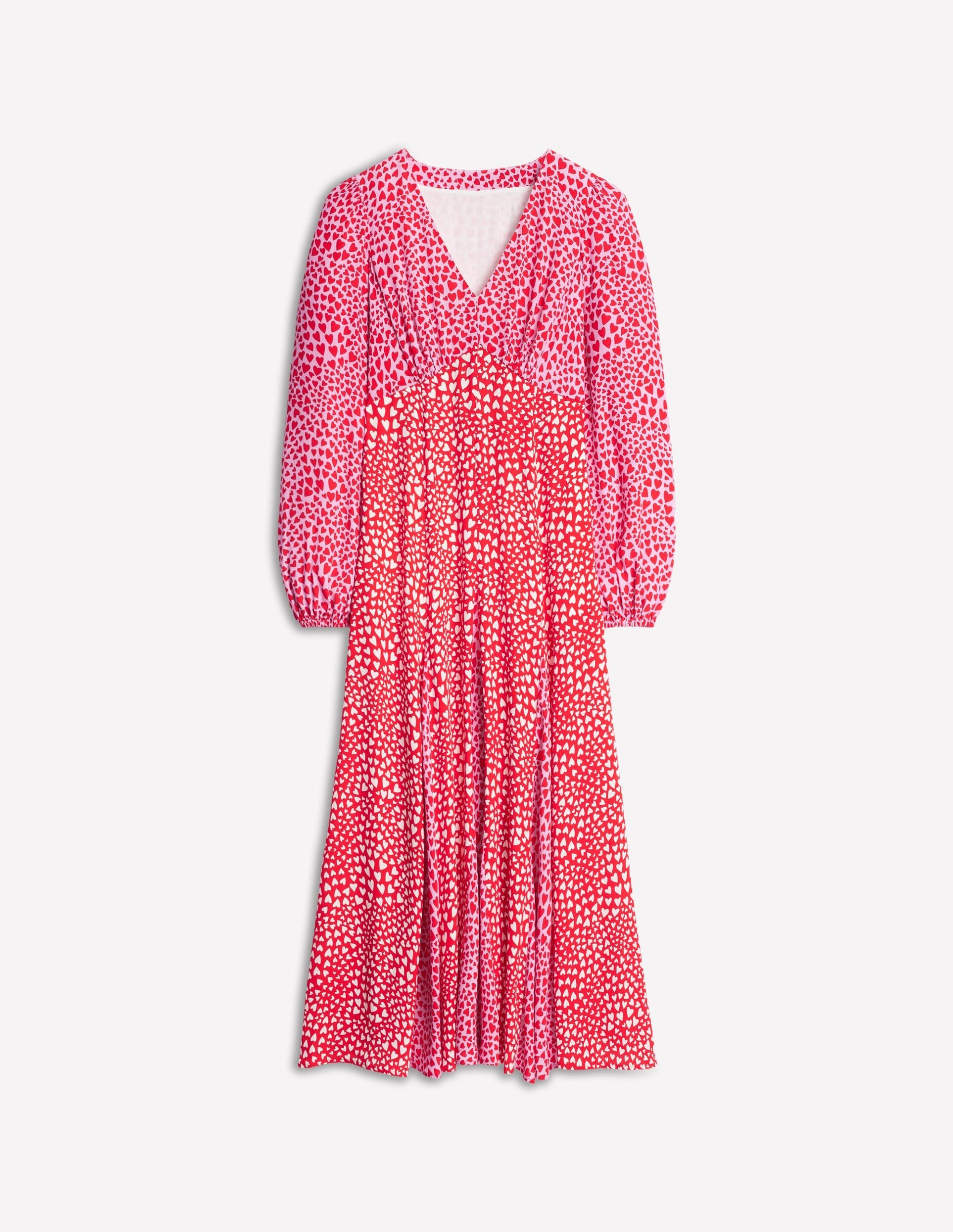 Lisa Long Sleeve Tea Dress-Pink. Heart Cluster - Image 5