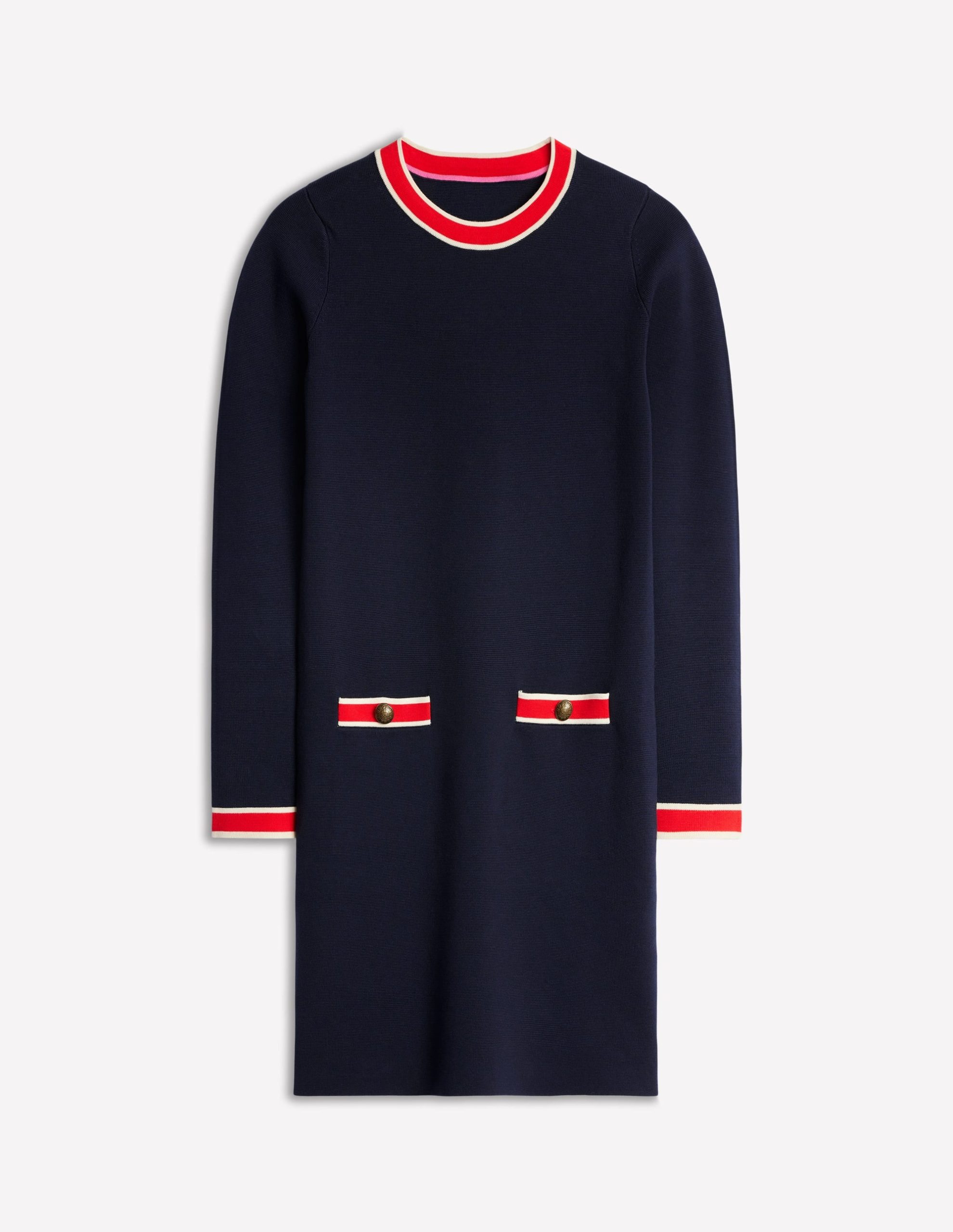 Holly Knitted Shift Dress-Navy - Image 6