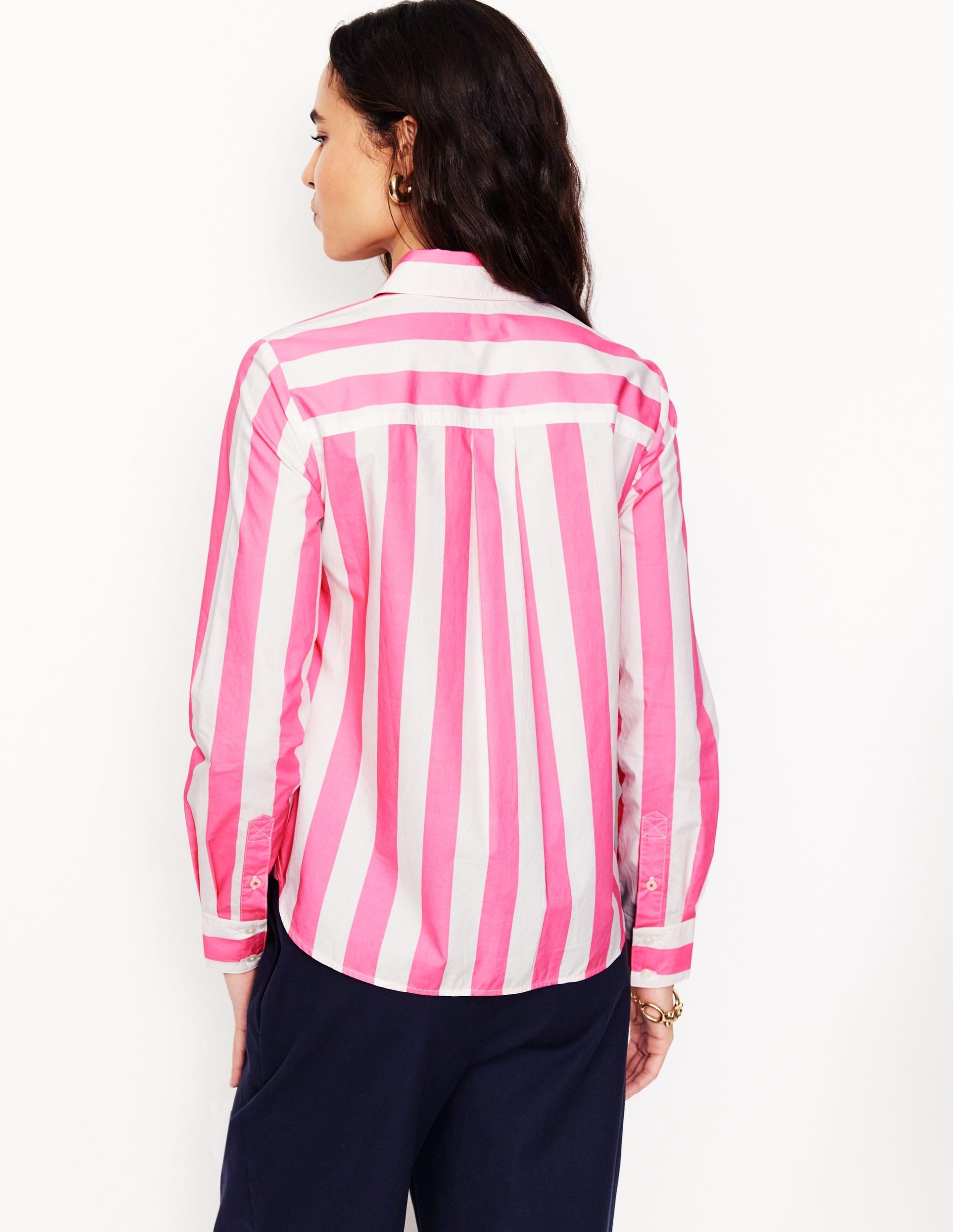 Sienna Cotton Shirt-Pink Rose Wide Stripe - Image 4