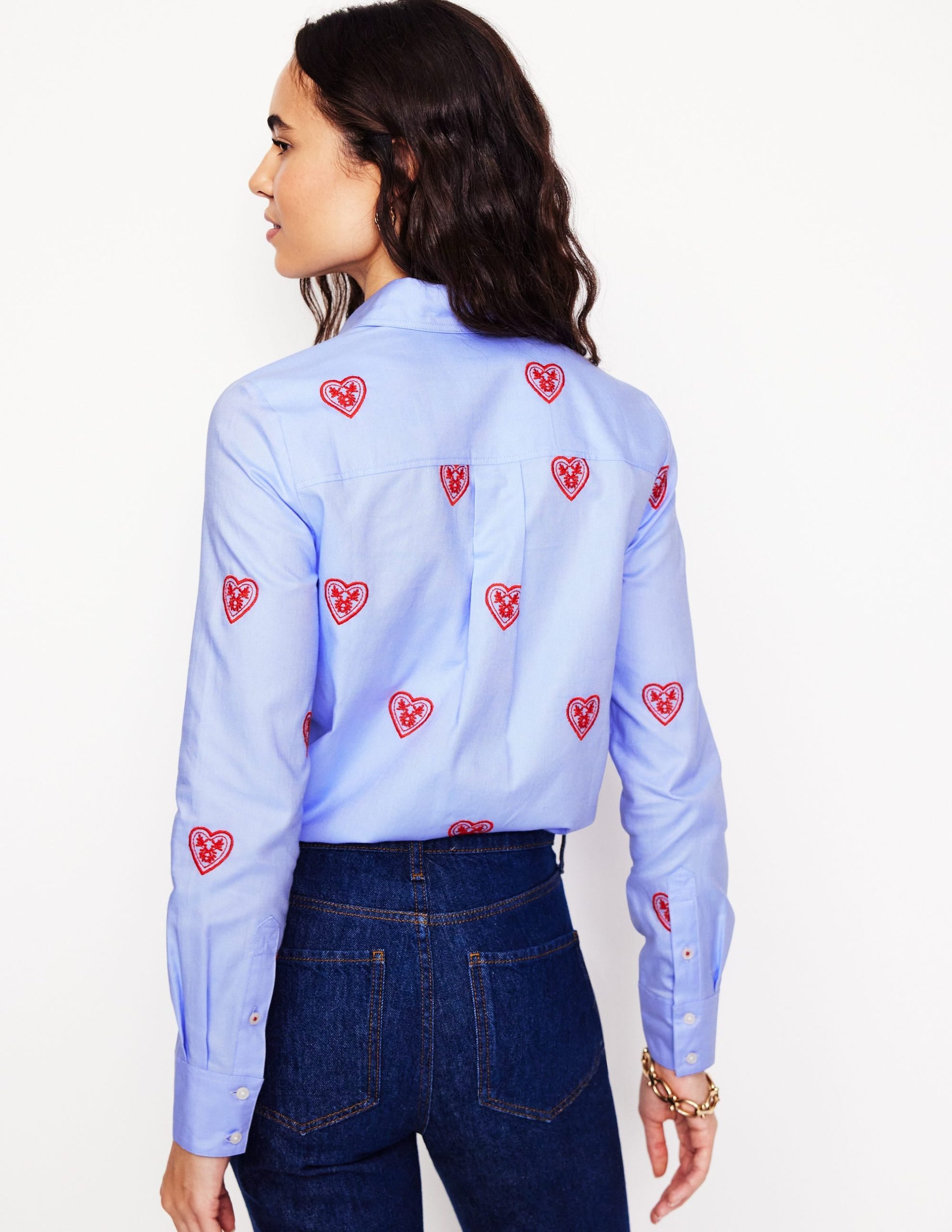Sienna Interest Cotton Shirt-Blue Oxford. Hearts - Image 3