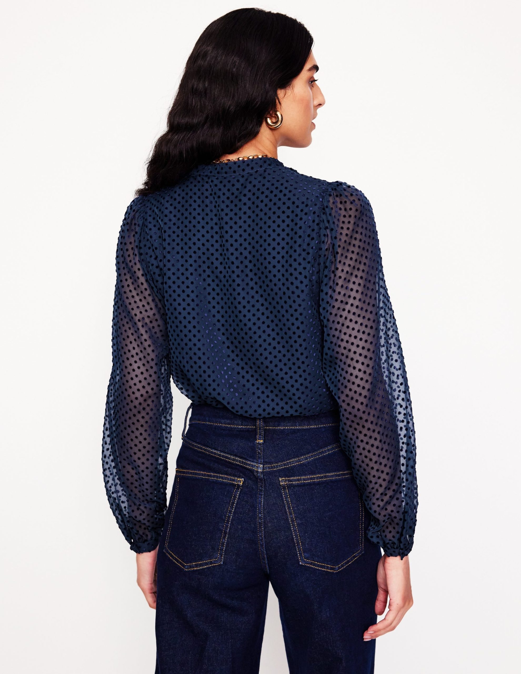 Theodora Devore Blouse-Navy Spot - Image 3