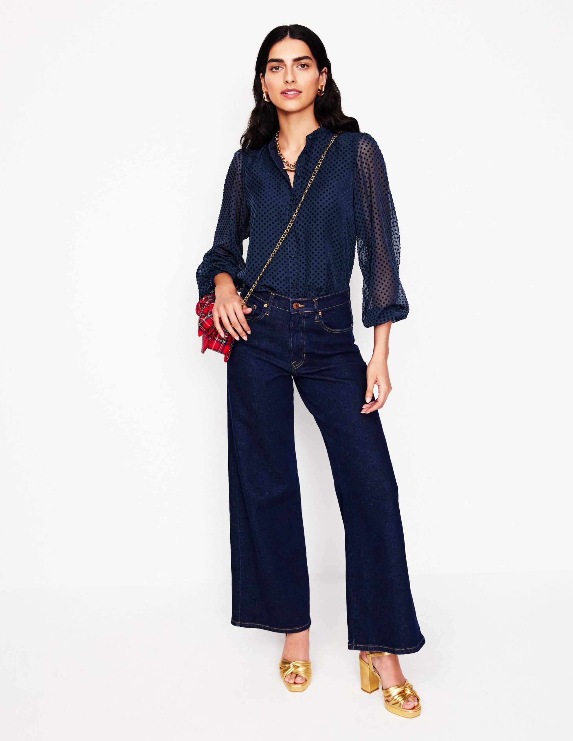 Theodora Devore Blouse-Navy Spot - Image 4