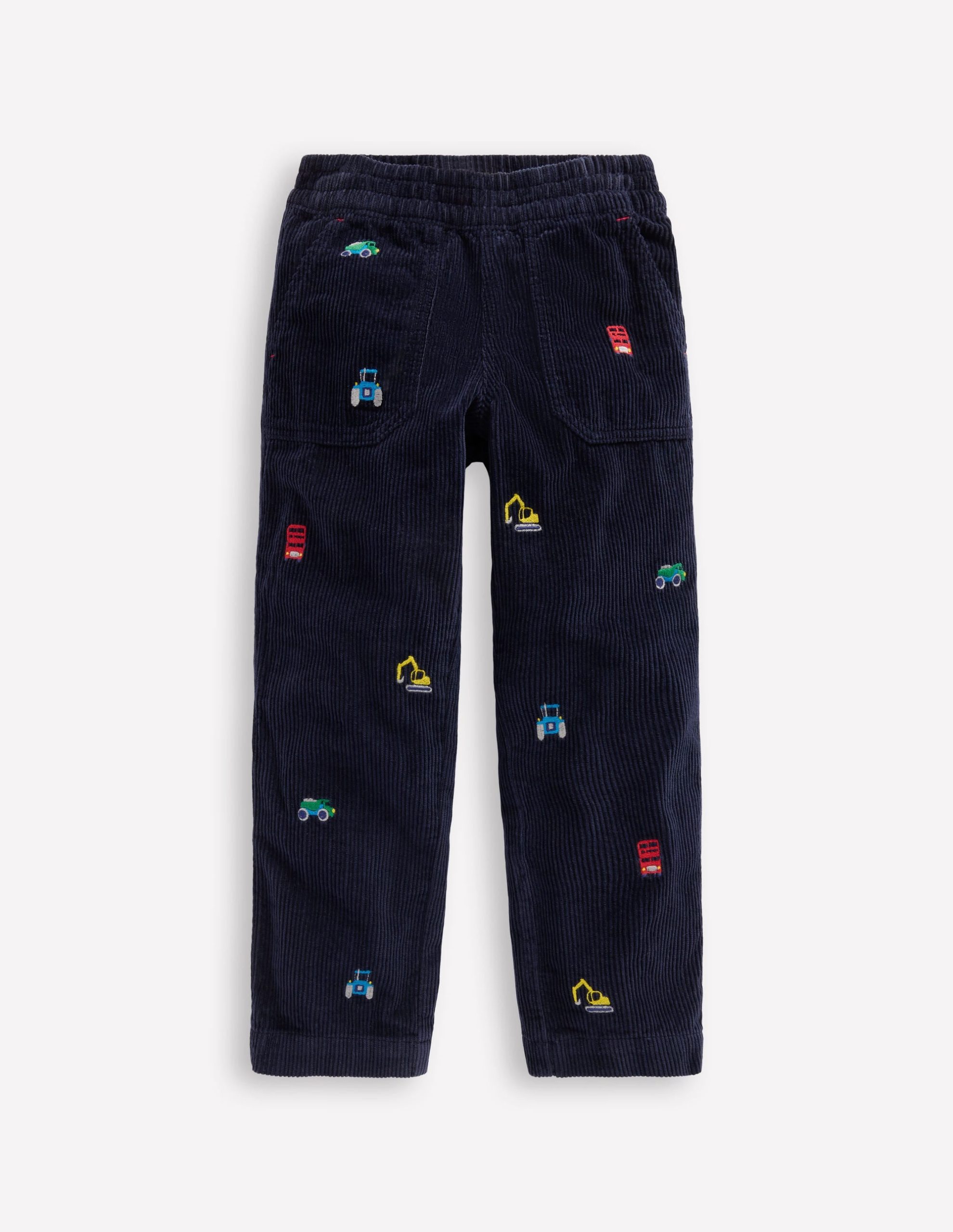 Pull-on Cord Pants-Construction Embroidery