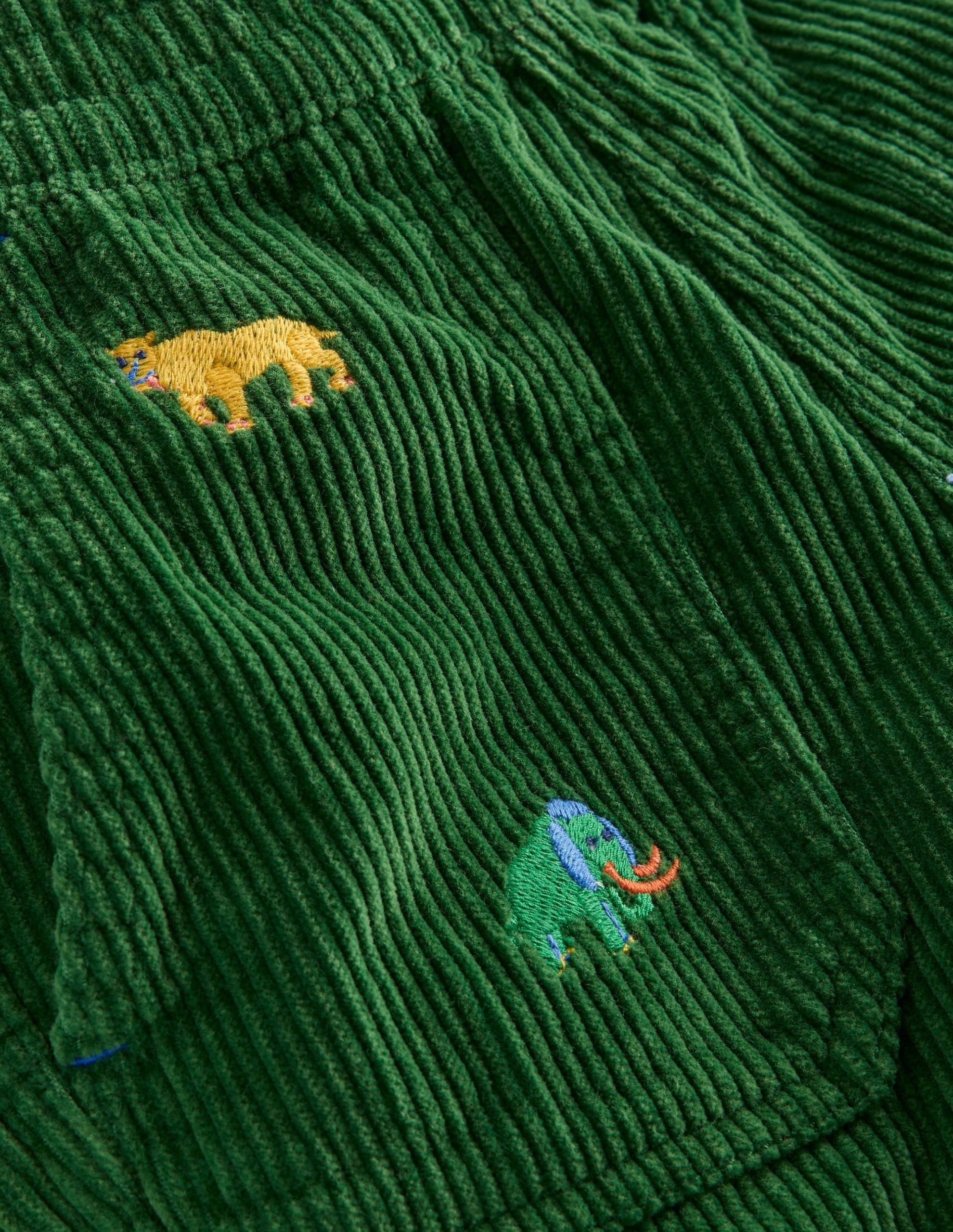 Pull-on Cord Pants-Prehistoric Animals Embroidery - Image 4