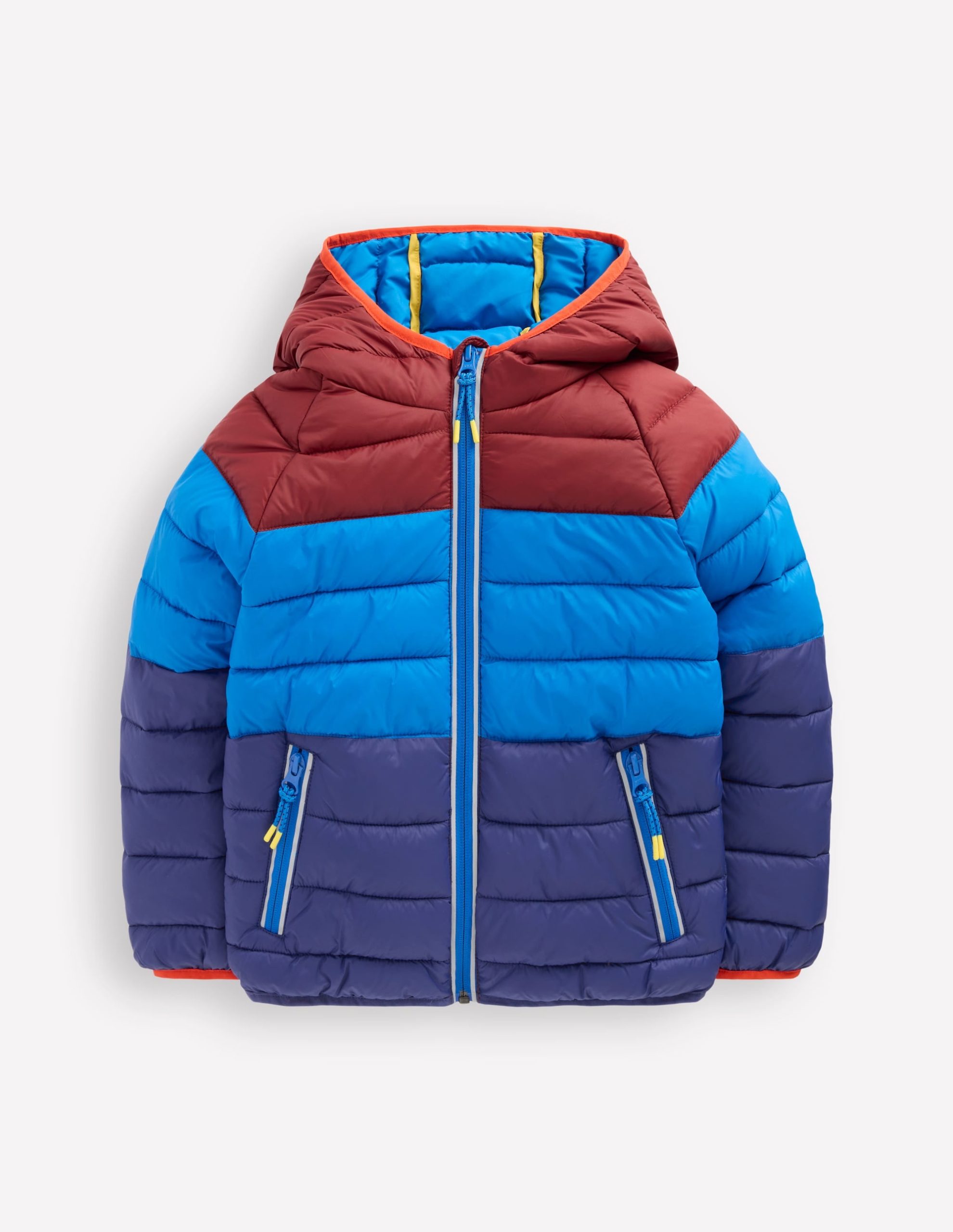 Pack-Away Padded Jacket-Blue Colour Block - Image 2