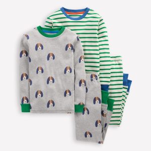 Snug Twin Pack Pajamas-Pups and Stripe